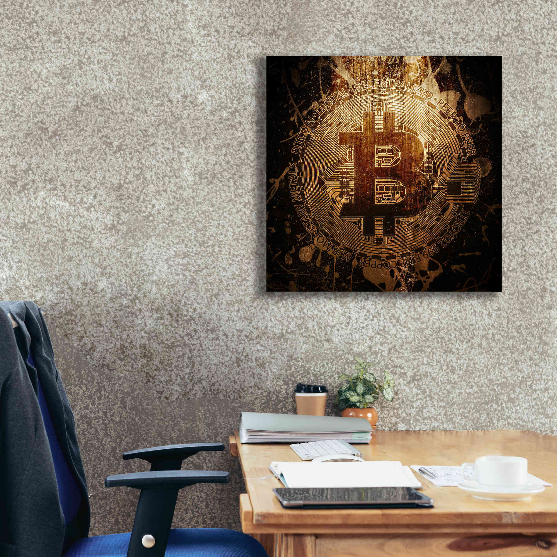 'Bitcoin Zinc' by Cameron Gray Giclee Canvas Wall Art,26 x 26