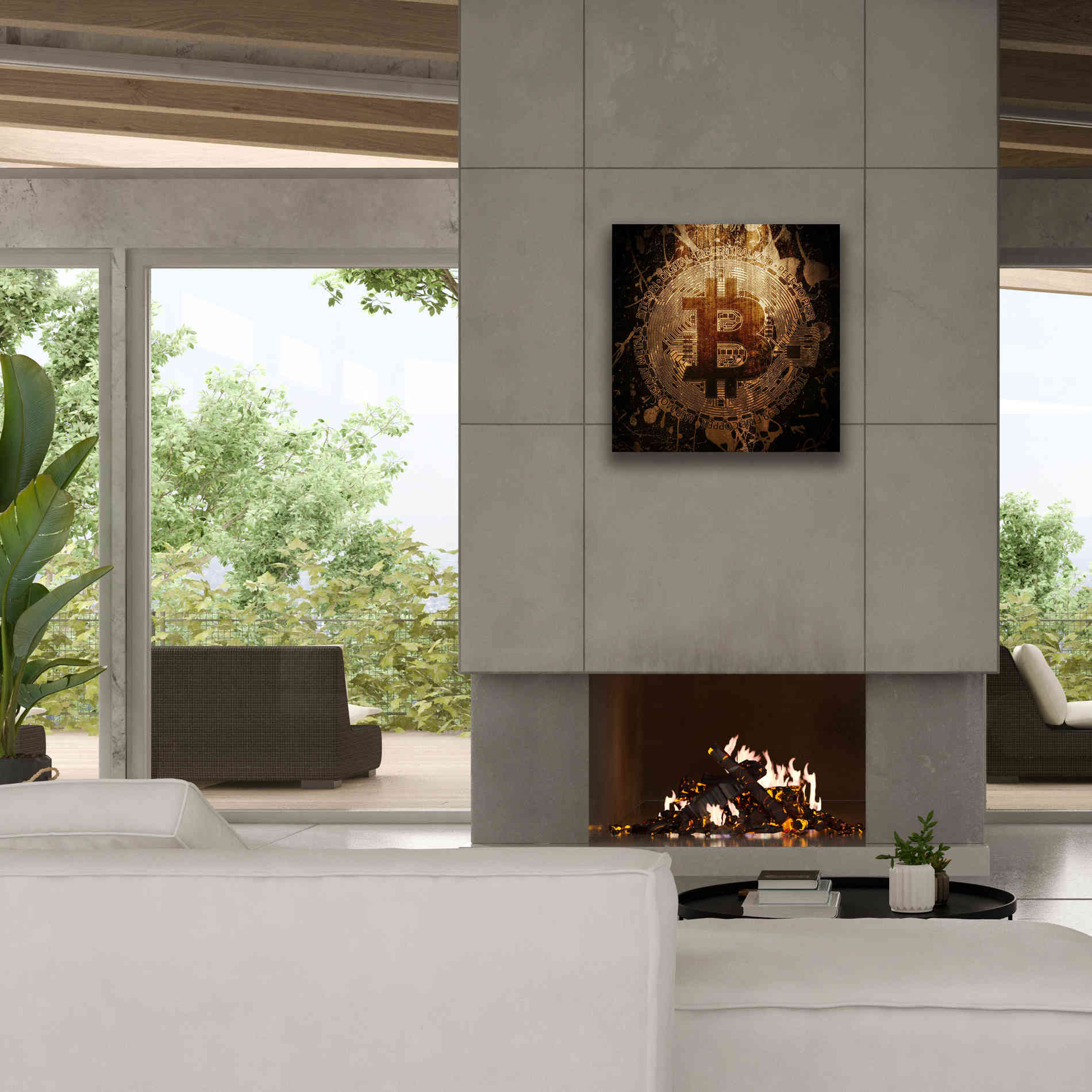 'Bitcoin Zinc' by Cameron Gray Giclee Canvas Wall Art,26 x 26