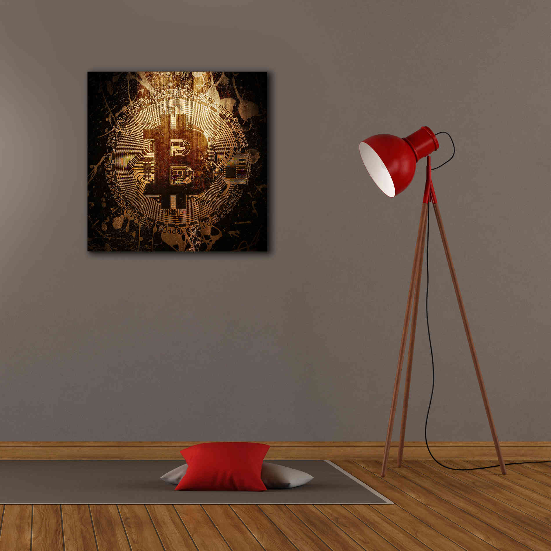 'Bitcoin Zinc' by Cameron Gray Giclee Canvas Wall Art,26 x 26