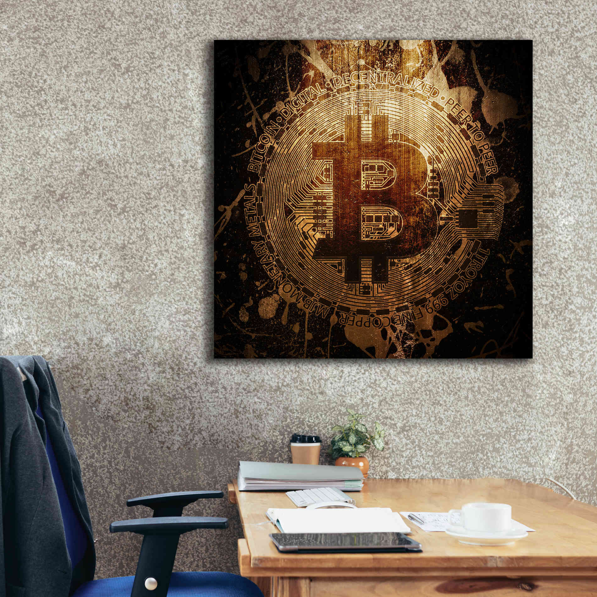'Bitcoin Zinc' by Cameron Gray Giclee Canvas Wall Art,37 x 37