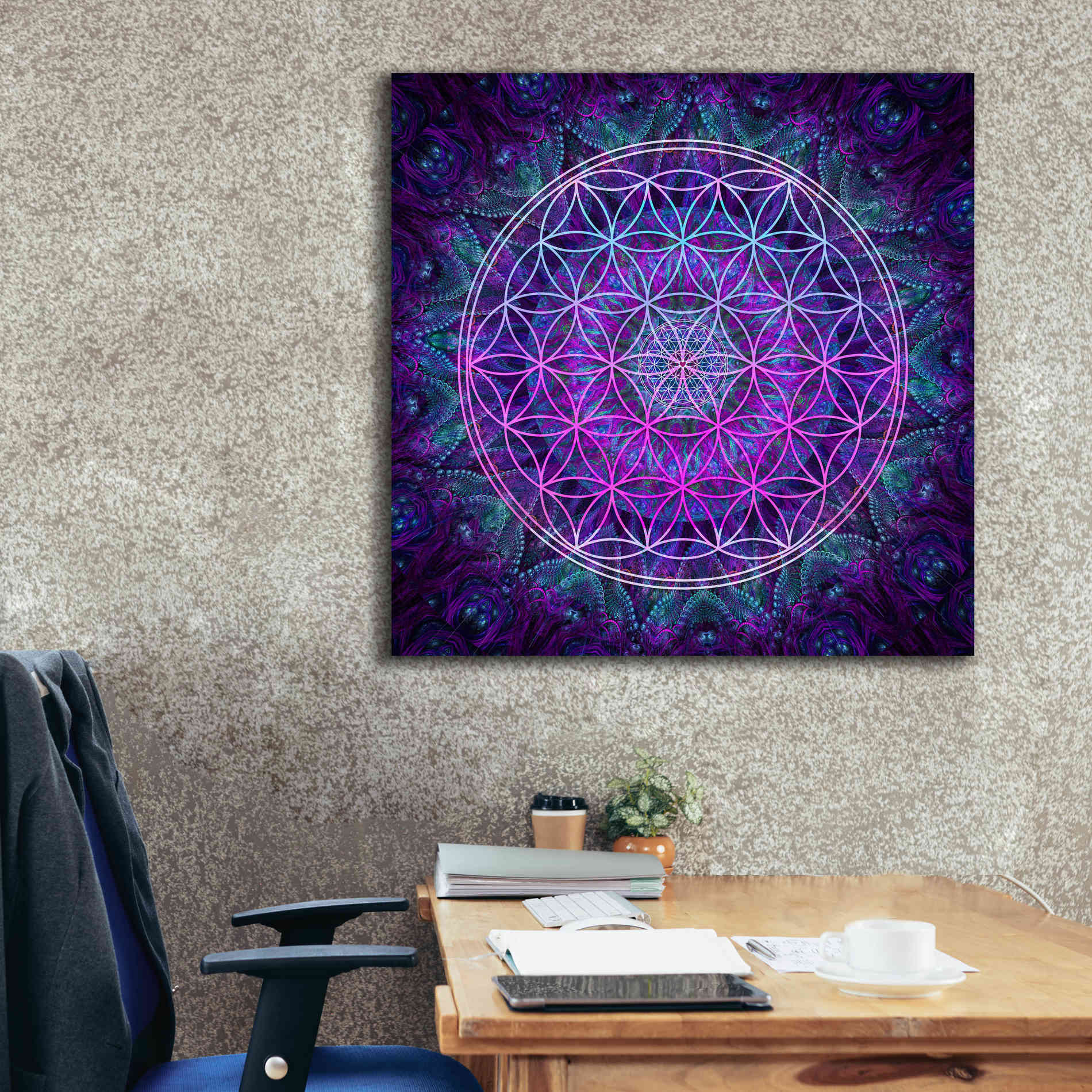 'Flower Of Life' by Cameron Gray Giclee Canvas Wall Art,37 x 37