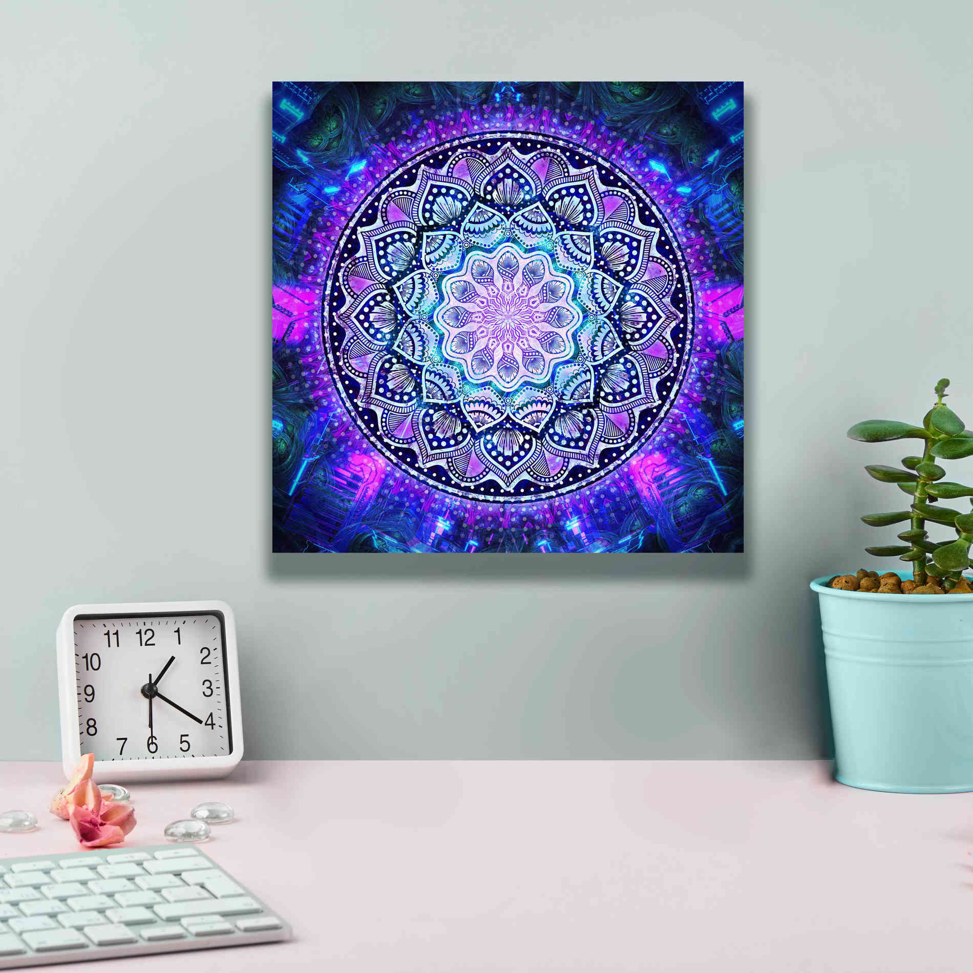 'Sacred Bloom Mandala' by Cameron Gray Giclee Canvas Wall Art,12 x 12