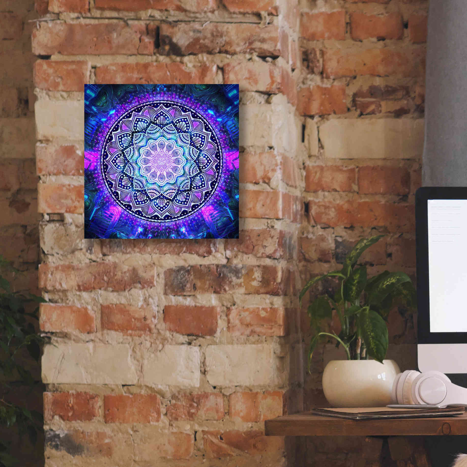 'Sacred Bloom Mandala' by Cameron Gray Giclee Canvas Wall Art,12 x 12