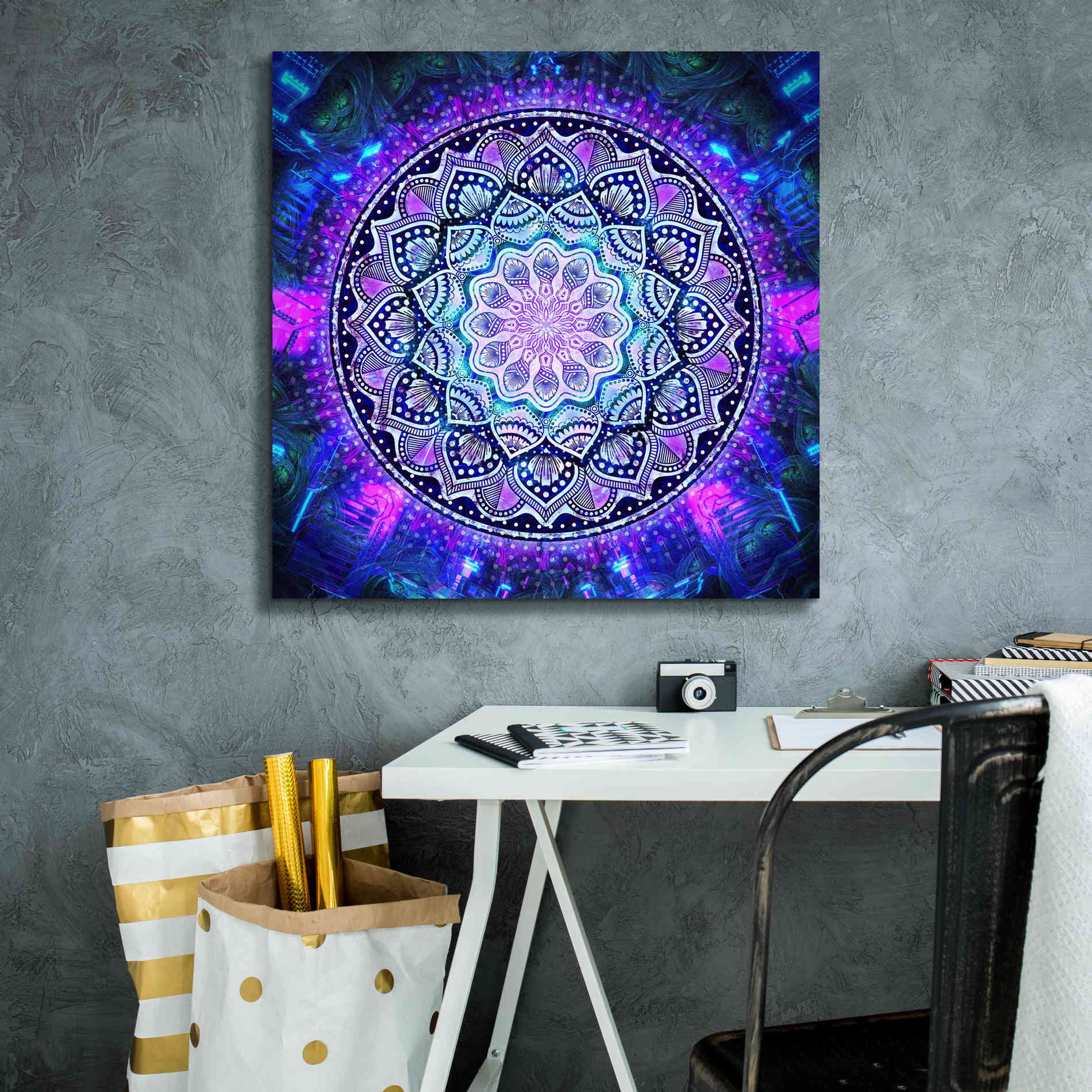 'Sacred Bloom Mandala' by Cameron Gray Giclee Canvas Wall Art,26 x 26