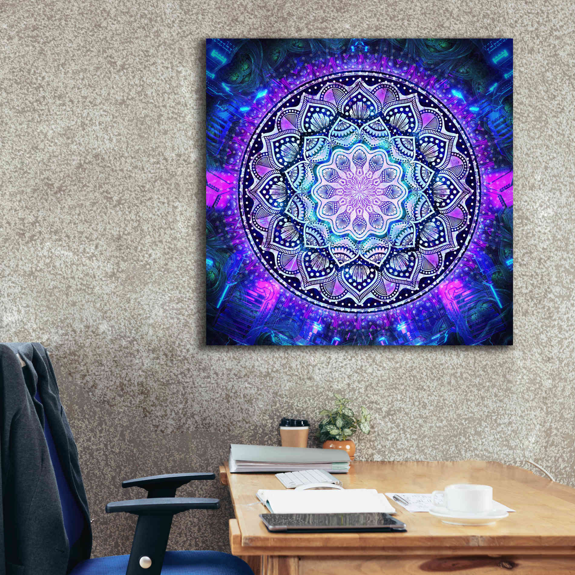 'Sacred Bloom Mandala' by Cameron Gray Giclee Canvas Wall Art,37 x 37