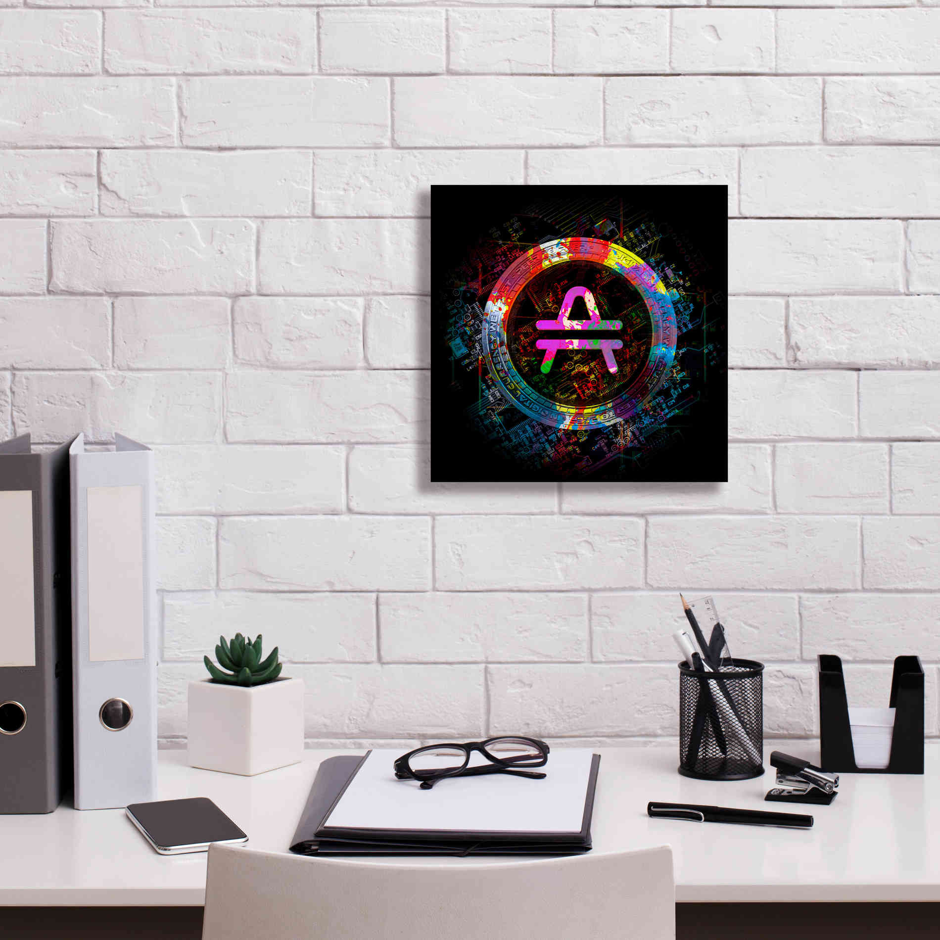 'Amp Crypto Power' by Epic Portfolio Giclee Canvas Wall Art,12 x 12