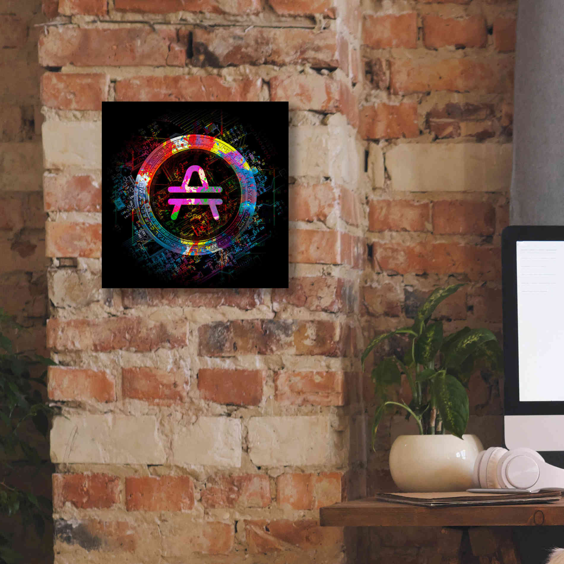 'Amp Crypto Power' by Epic Portfolio Giclee Canvas Wall Art,12 x 12