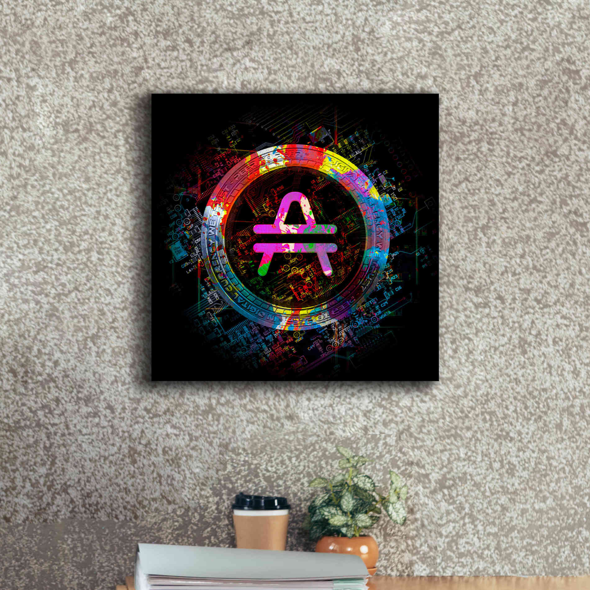 'Amp Crypto Power' by Epic Portfolio Giclee Canvas Wall Art,18 x 18