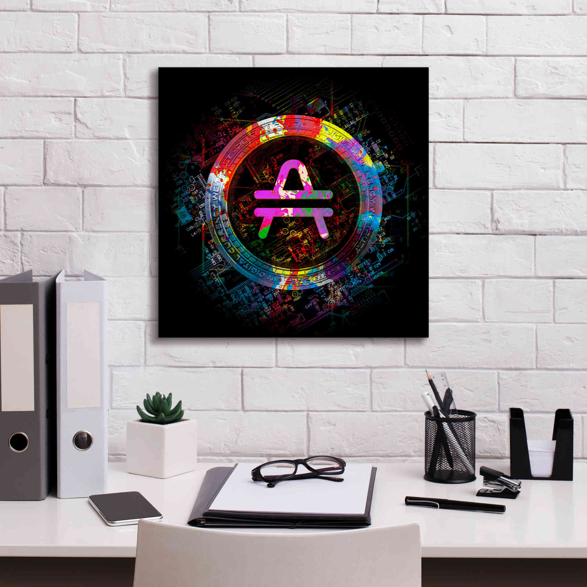 'Amp Crypto Power' by Epic Portfolio Giclee Canvas Wall Art,18 x 18