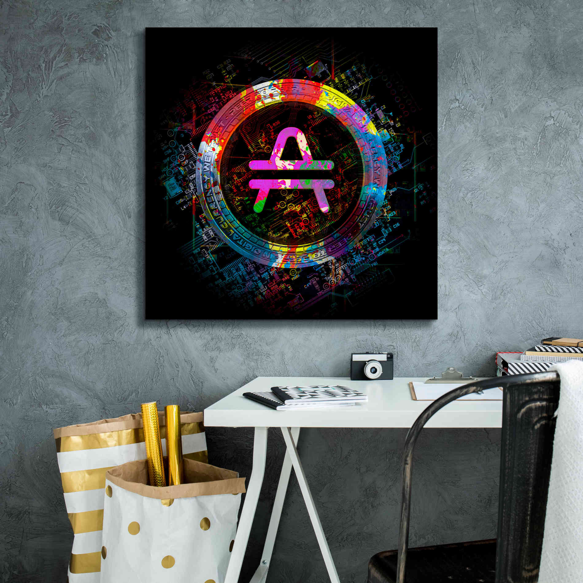 'Amp Crypto Power' by Epic Portfolio Giclee Canvas Wall Art,26 x 26