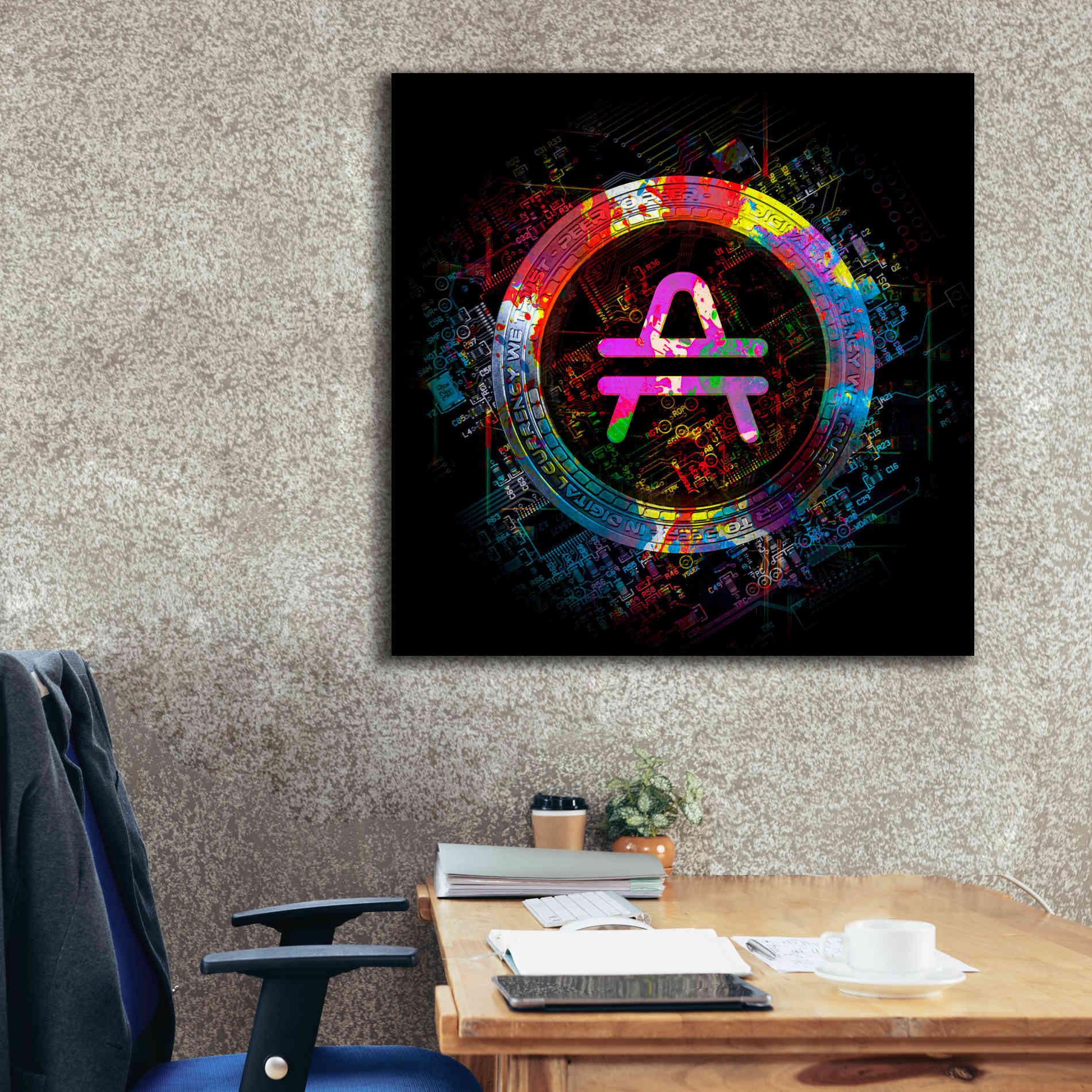 'Amp Crypto Power' by Epic Portfolio Giclee Canvas Wall Art,37 x 37
