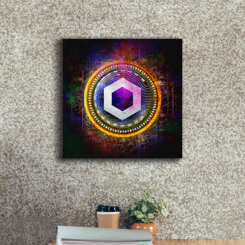 Image of 'Chainlink Crypto Halo' by Epic Portfolio Giclee Canvas Wall Art,18 x 18