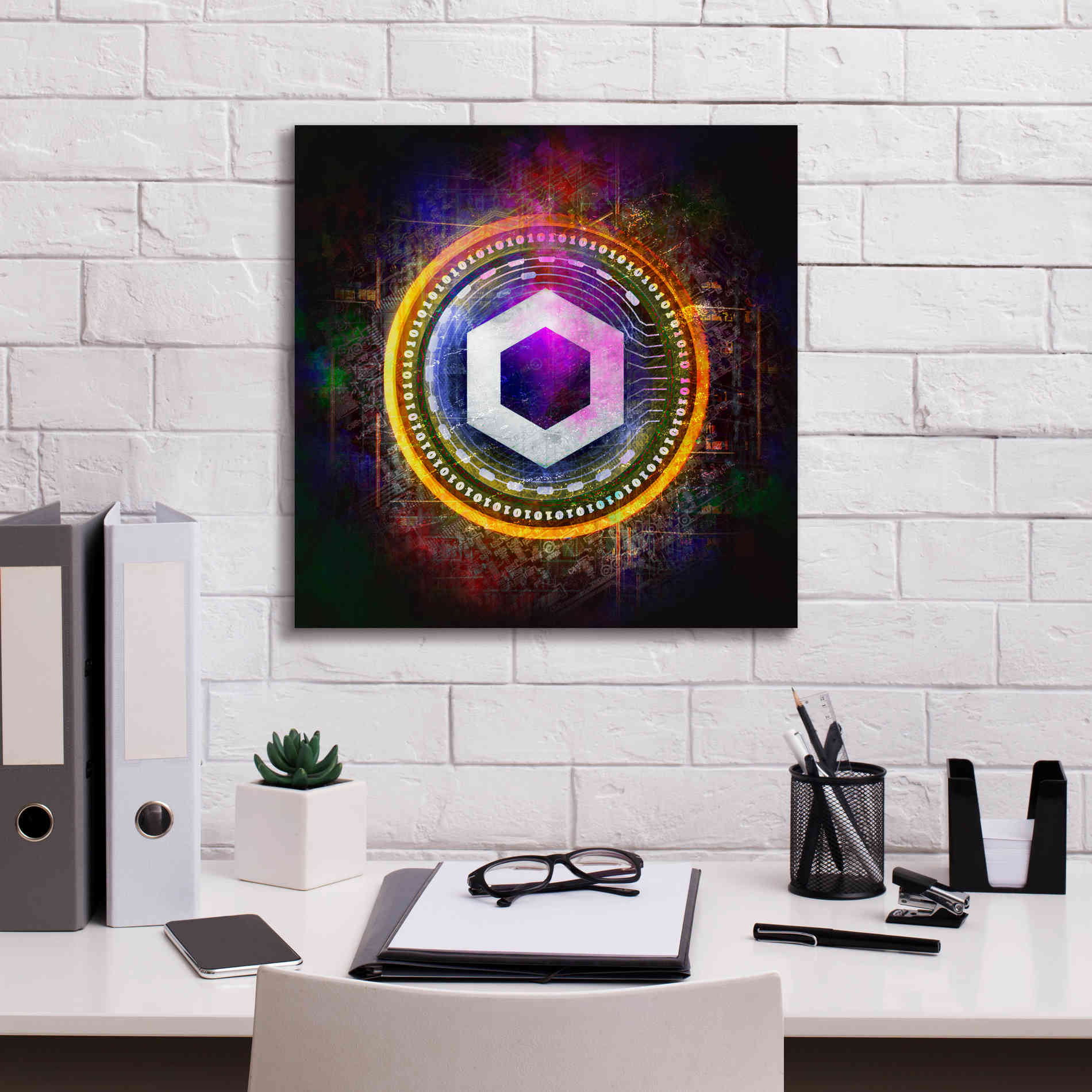 'Chainlink Crypto Halo' by Epic Portfolio Giclee Canvas Wall Art,18 x 18