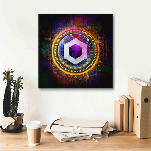 Image of 'Chainlink Crypto Halo' by Epic Portfolio Giclee Canvas Wall Art,18 x 18