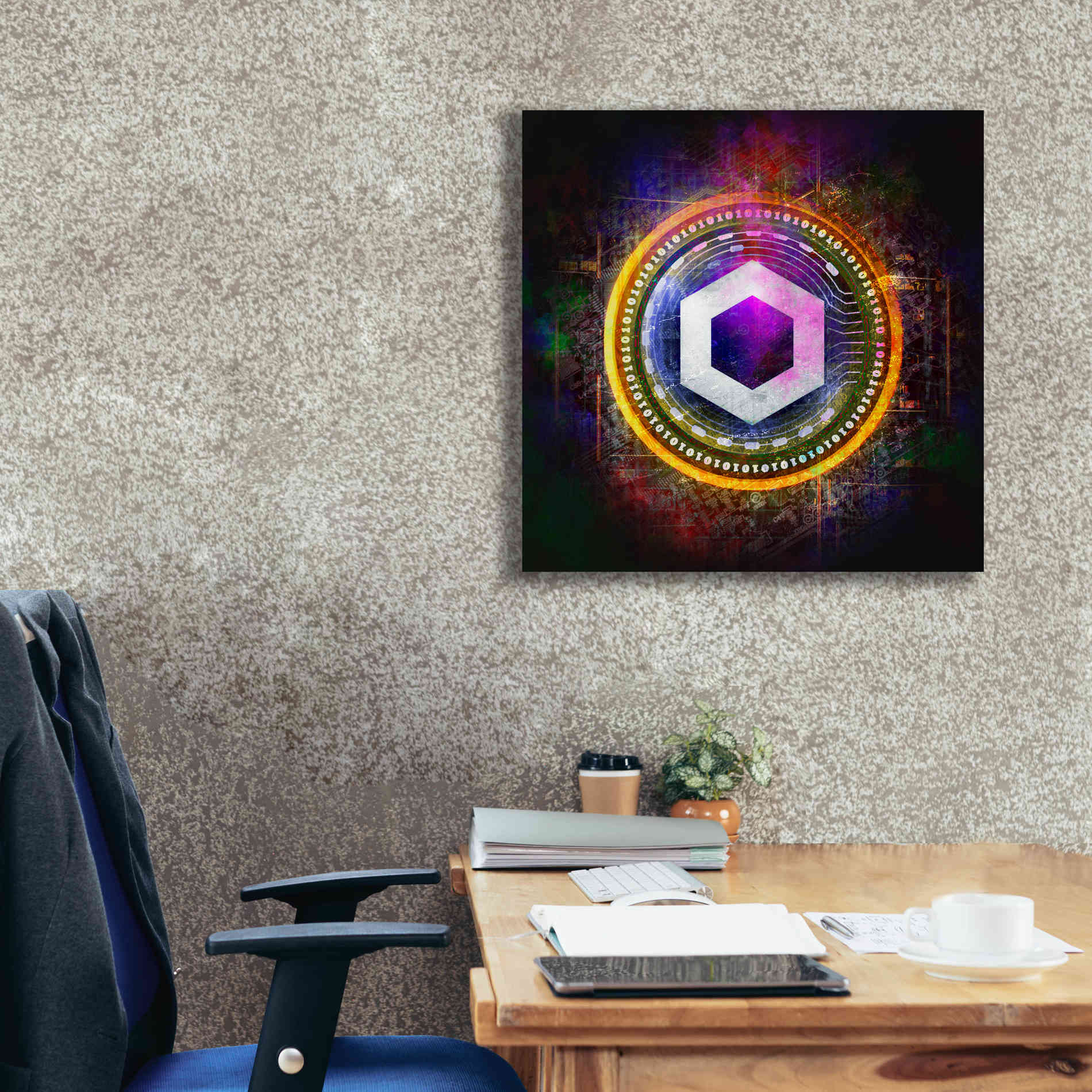 'Chainlink Crypto Halo' by Epic Portfolio Giclee Canvas Wall Art,26 x 26