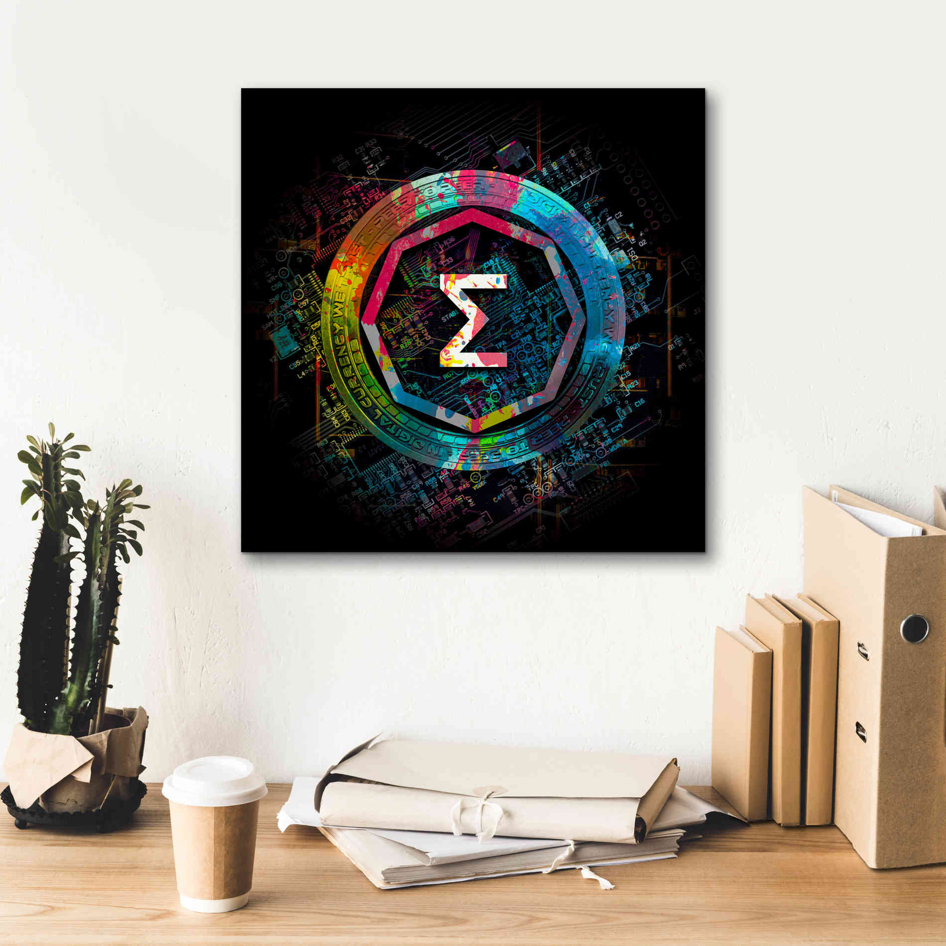 'Ergo Crypto Power' by Epic Portfolio Giclee Canvas Wall Art,18 x 18