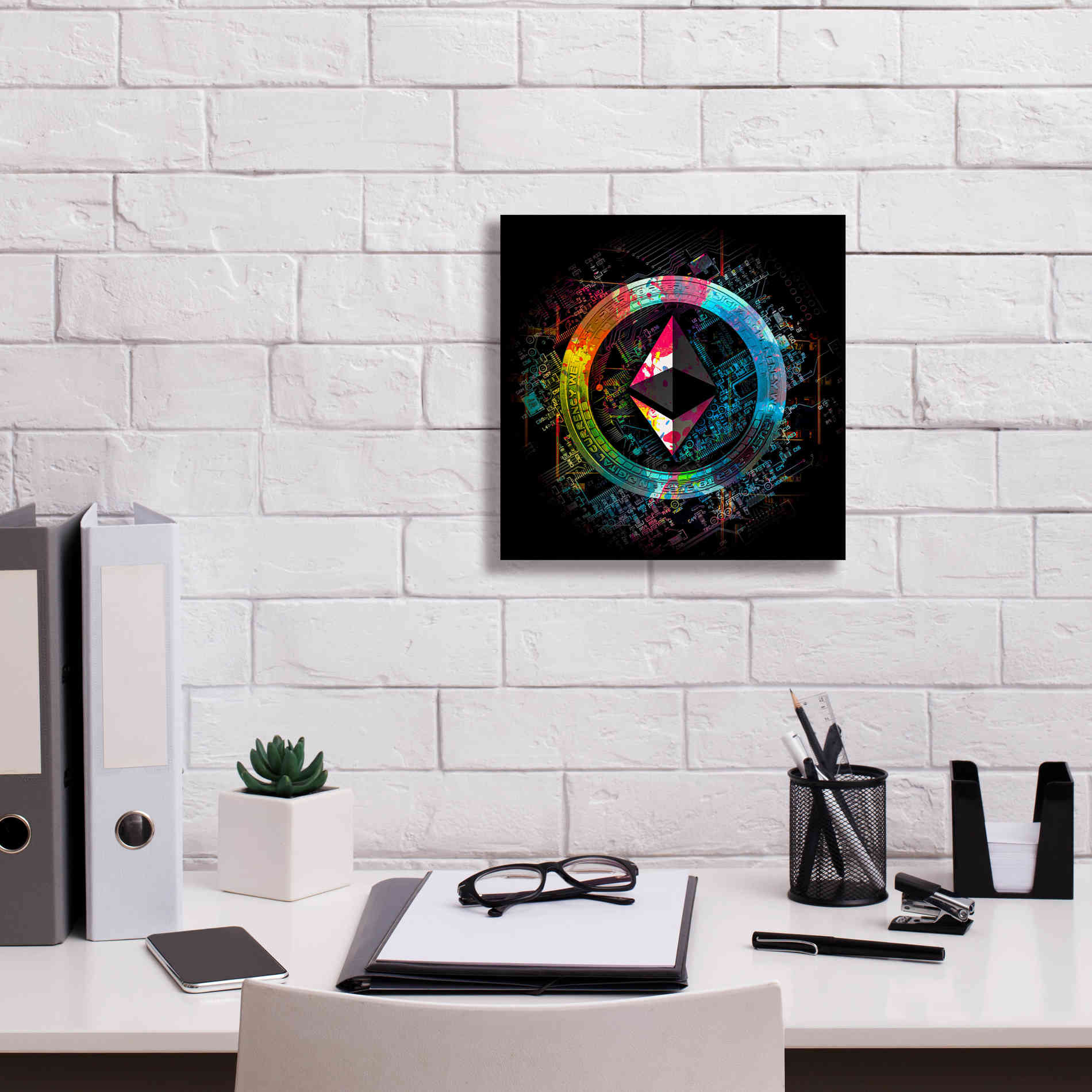 'Ethereum Crypto Power' by Epic Portfolio Giclee Canvas Wall Art,12 x 12