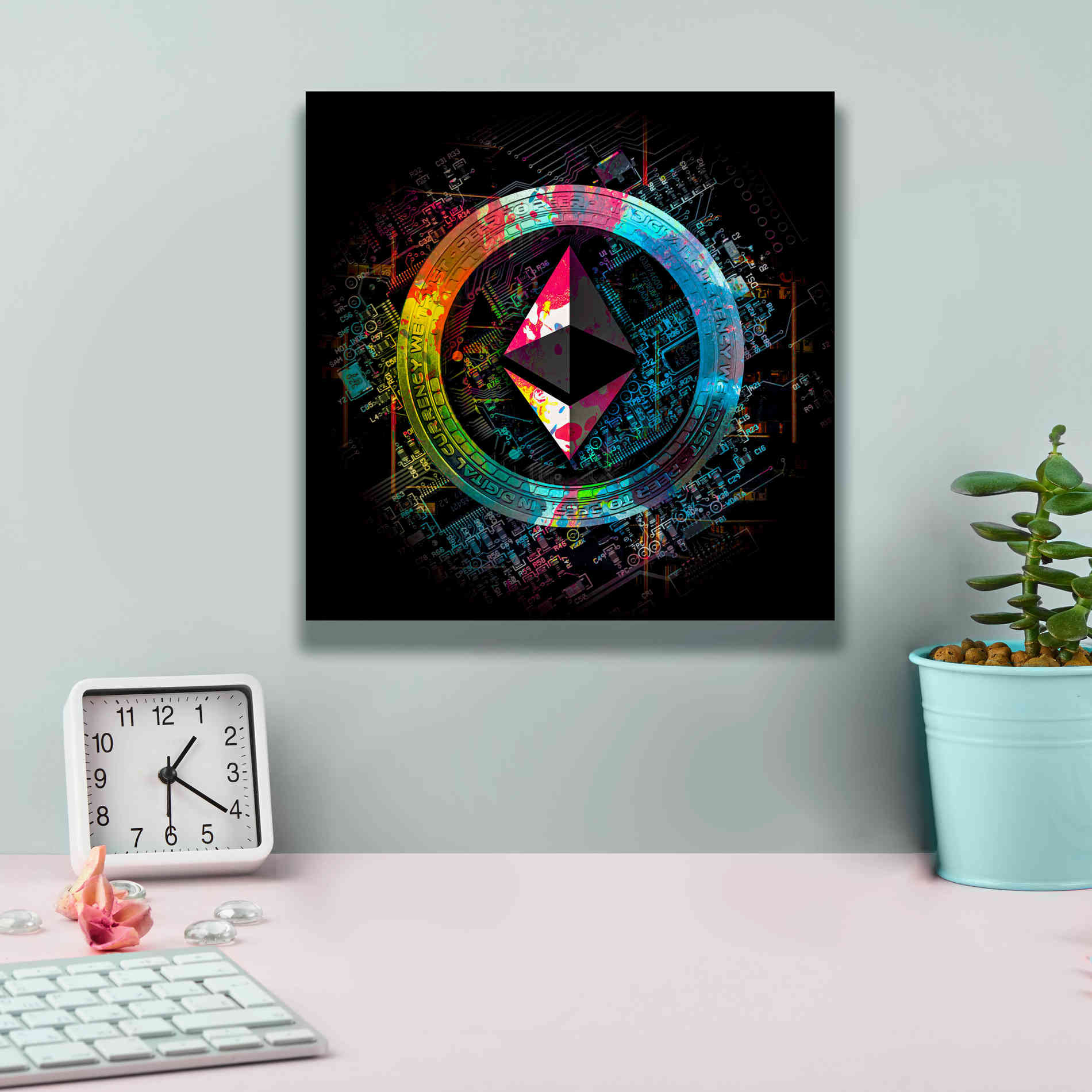 'Ethereum Crypto Power' by Epic Portfolio Giclee Canvas Wall Art,12 x 12
