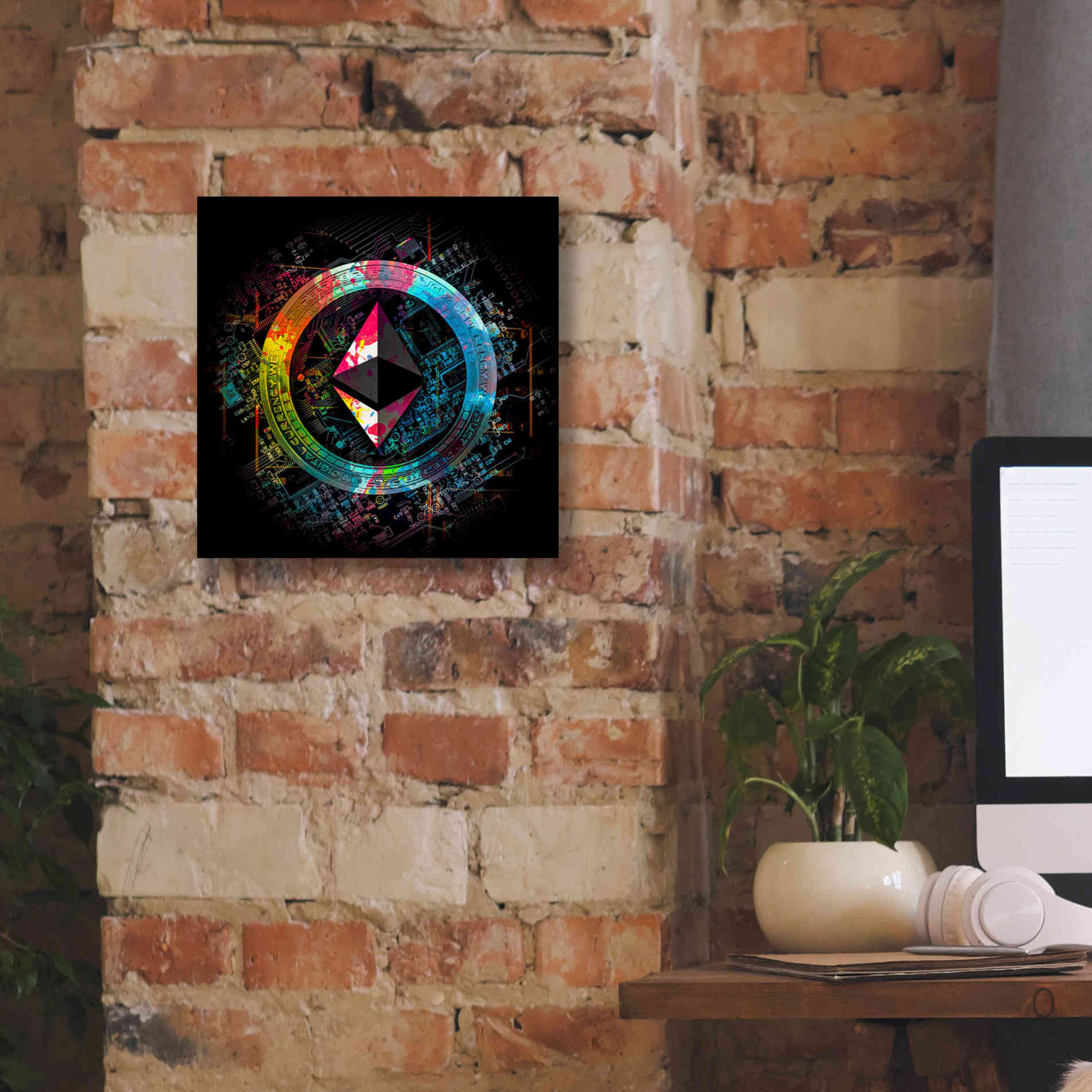 'Ethereum Crypto Power' by Epic Portfolio Giclee Canvas Wall Art,12 x 12
