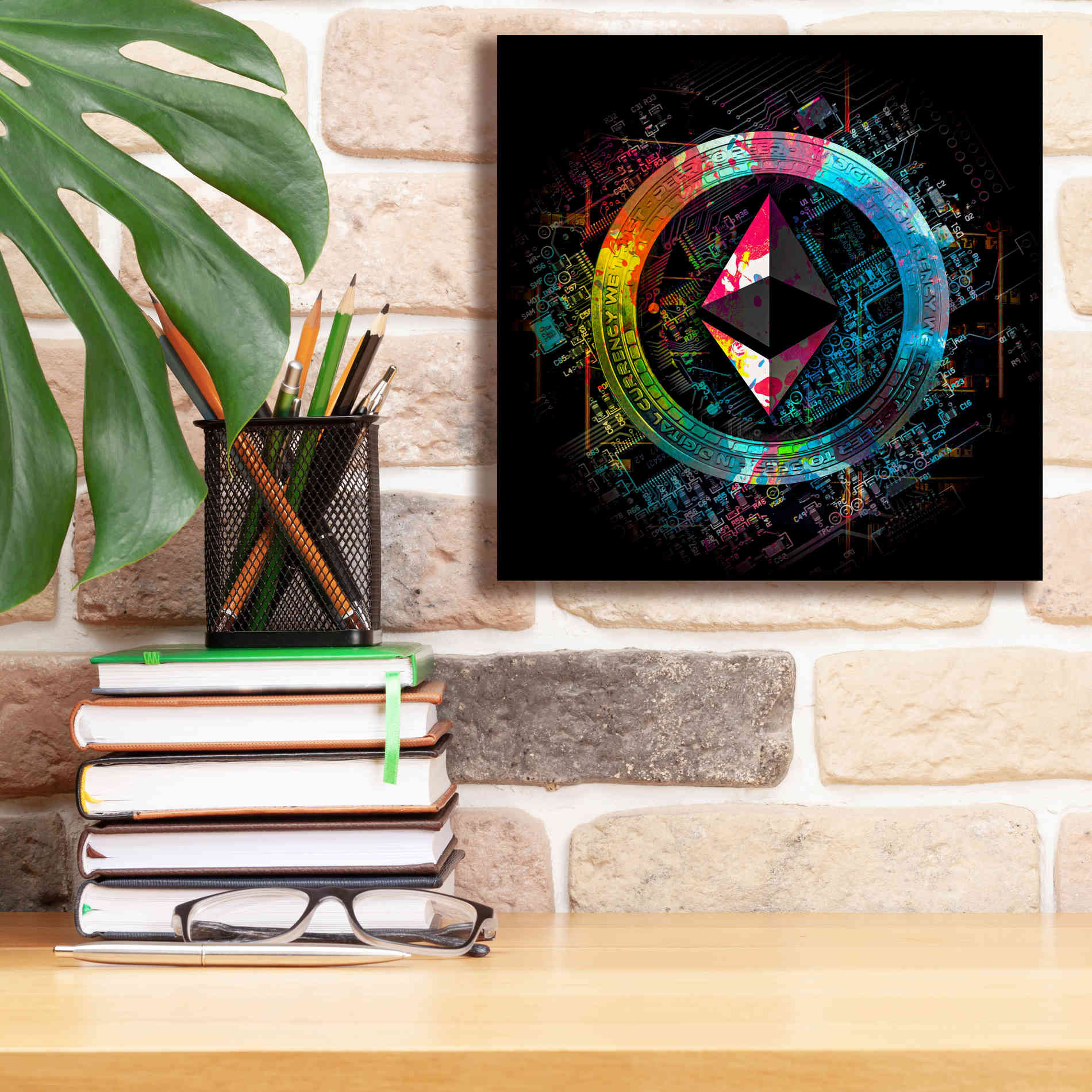 'Ethereum Crypto Power' by Epic Portfolio Giclee Canvas Wall Art,12 x 12