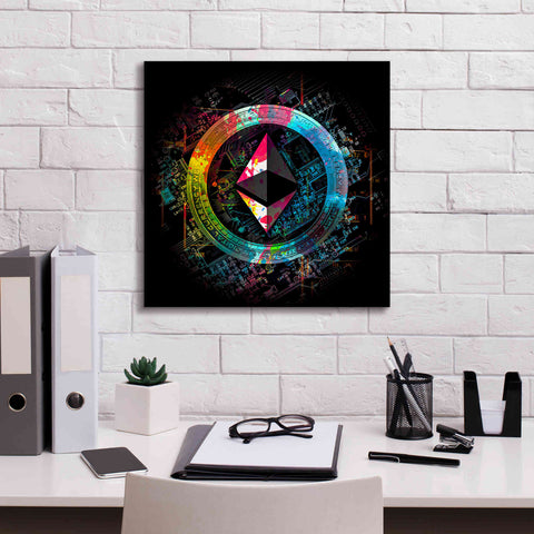 Image of 'Ethereum Crypto Power' by Epic Portfolio Giclee Canvas Wall Art,18 x 18