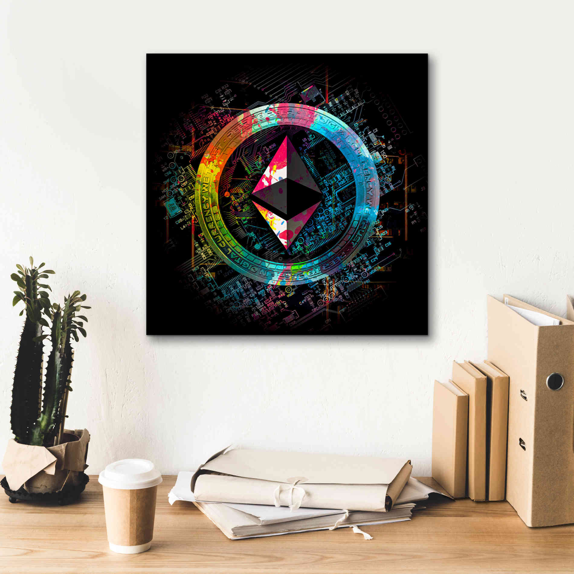 'Ethereum Crypto Power' by Epic Portfolio Giclee Canvas Wall Art,18 x 18