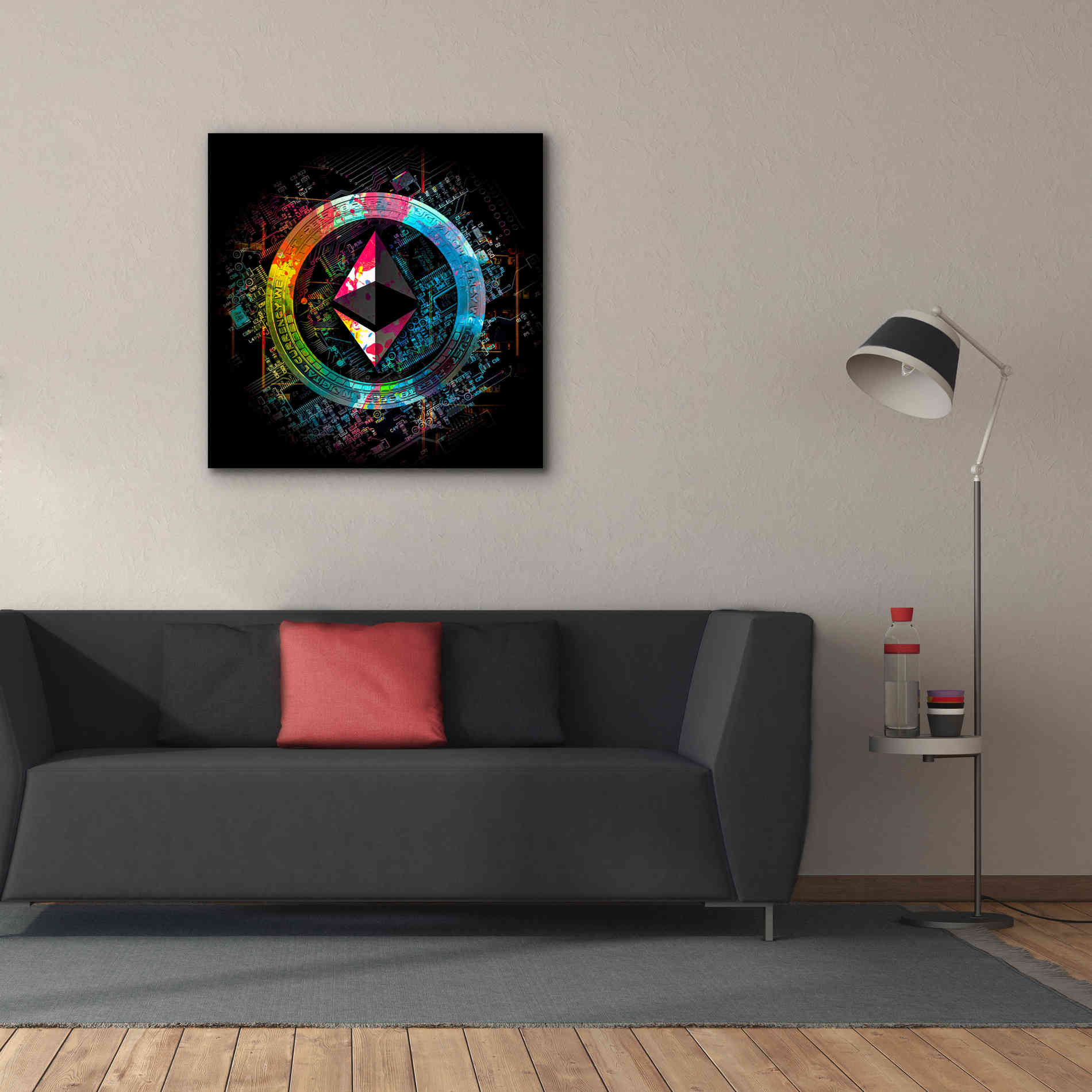 'Ethereum Crypto Power' by Epic Portfolio Giclee Canvas Wall Art,37 x 37