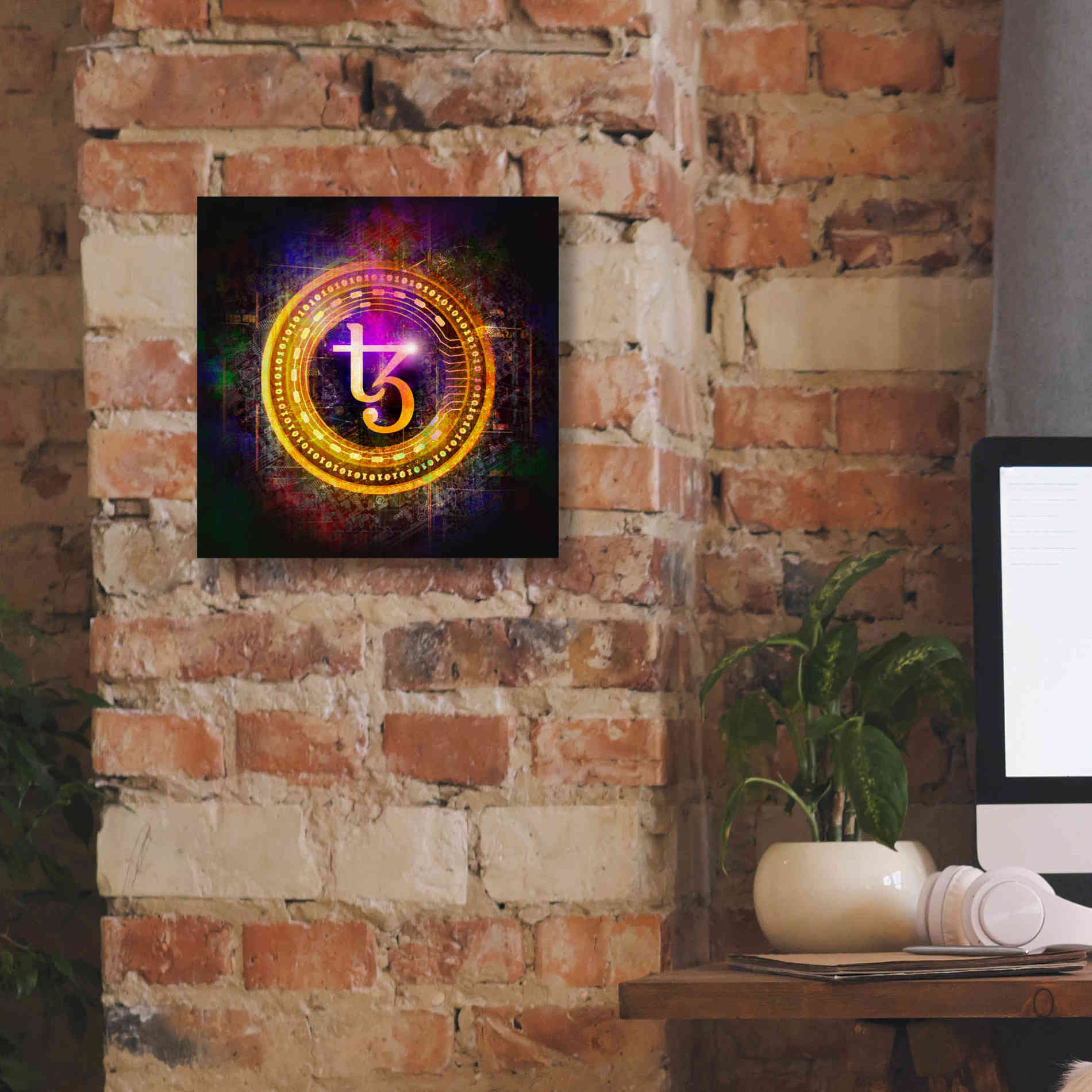 'Tezos Crypto Halo' by Epic Portfolio Giclee Canvas Wall Art,12 x 12