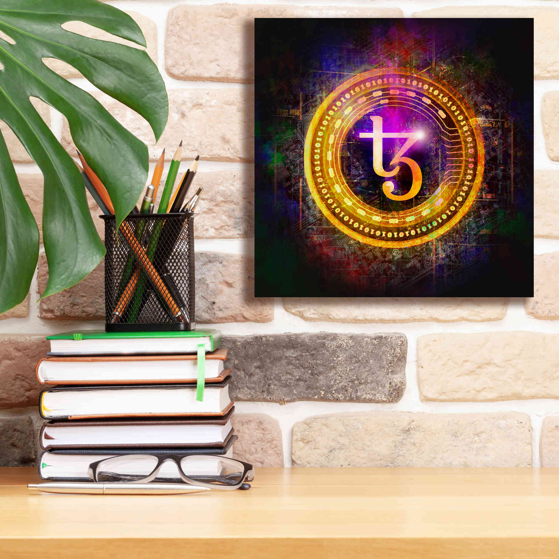 'Tezos Crypto Halo' by Epic Portfolio Giclee Canvas Wall Art,12 x 12