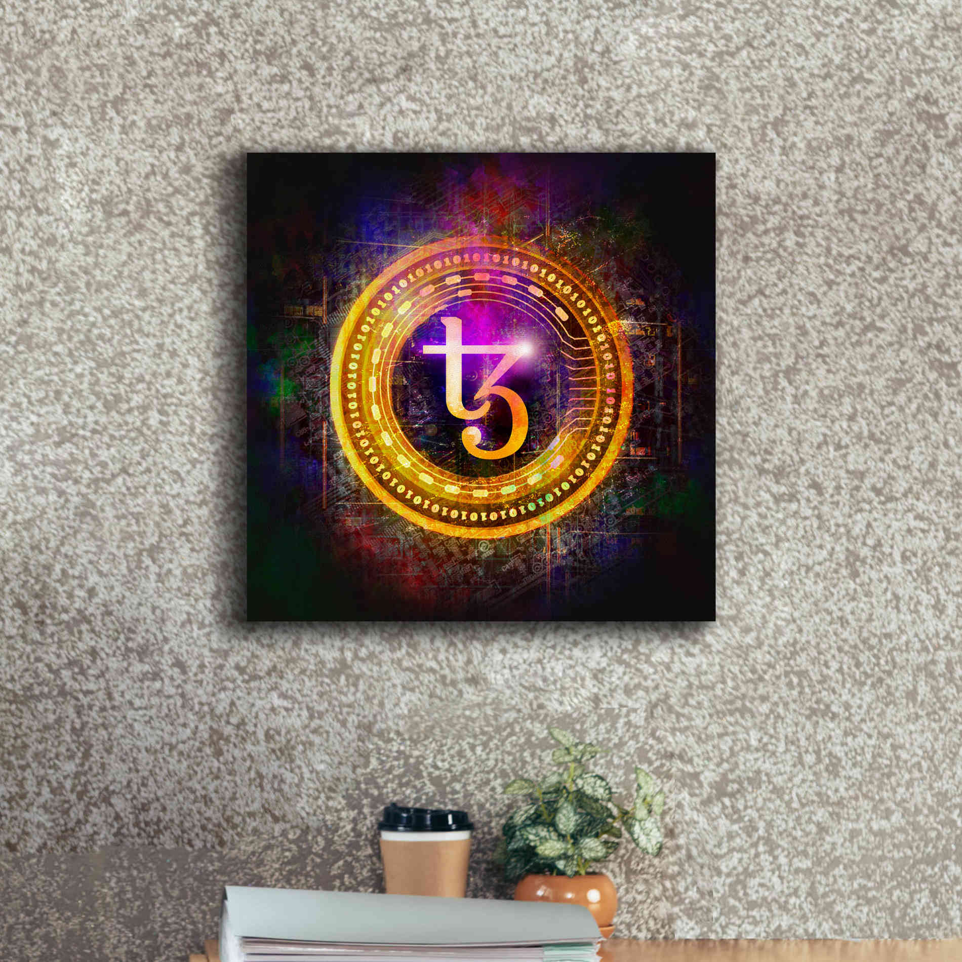 'Tezos Crypto Halo' by Epic Portfolio Giclee Canvas Wall Art,18 x 18