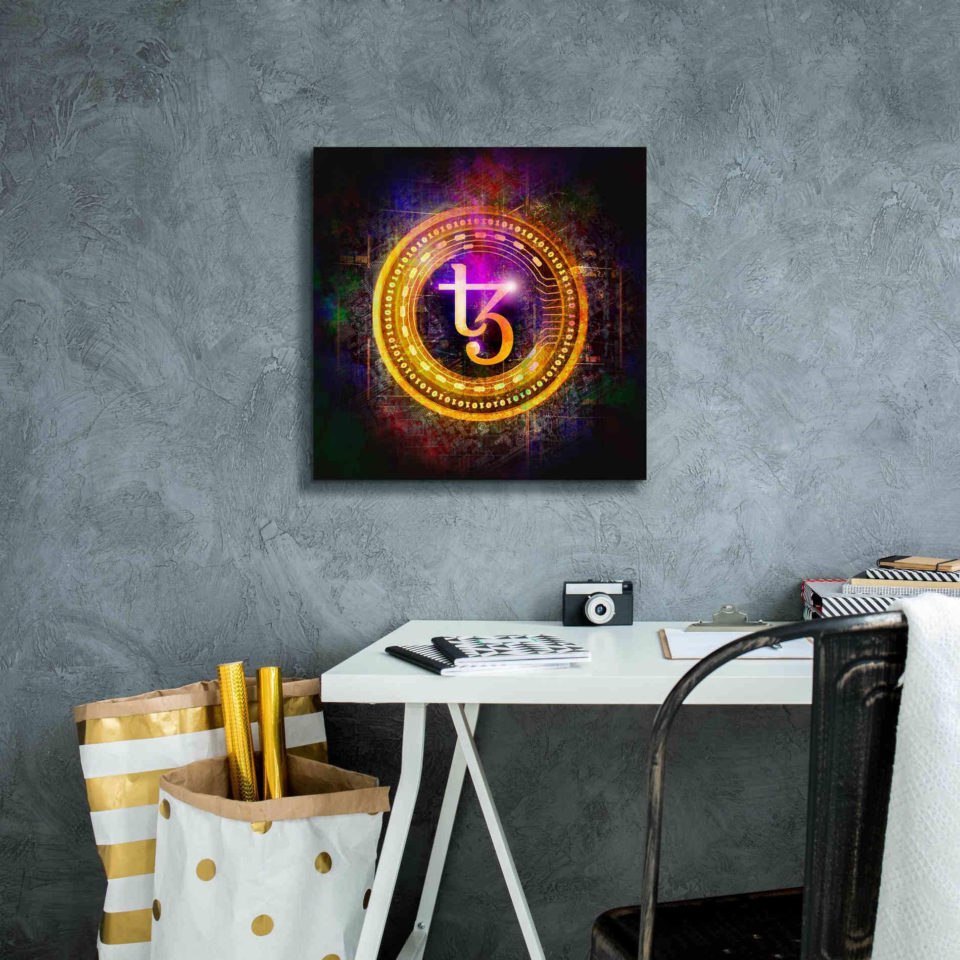 'Tezos Crypto Halo' by Epic Portfolio Giclee Canvas Wall Art,18 x 18