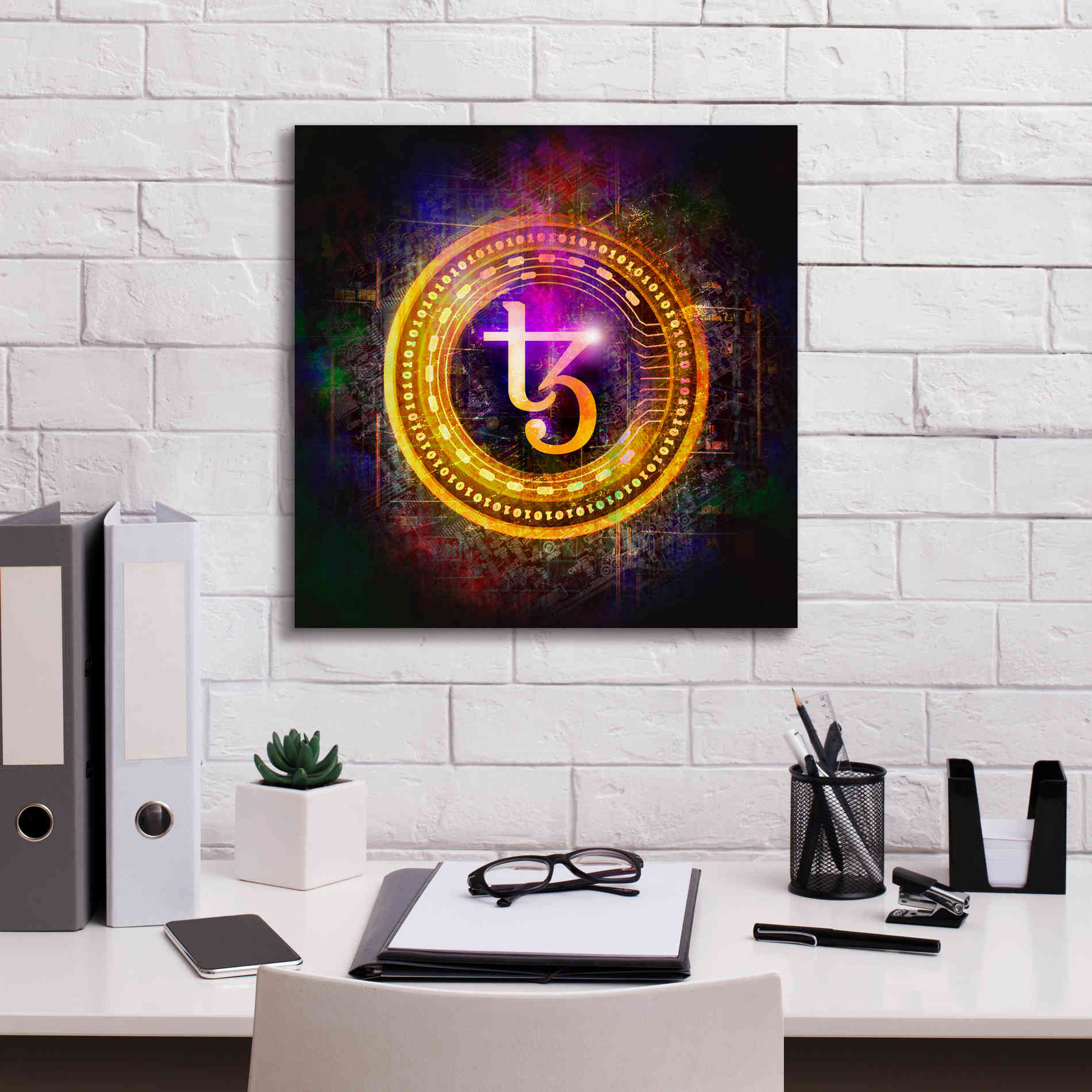 'Tezos Crypto Halo' by Epic Portfolio Giclee Canvas Wall Art,18 x 18