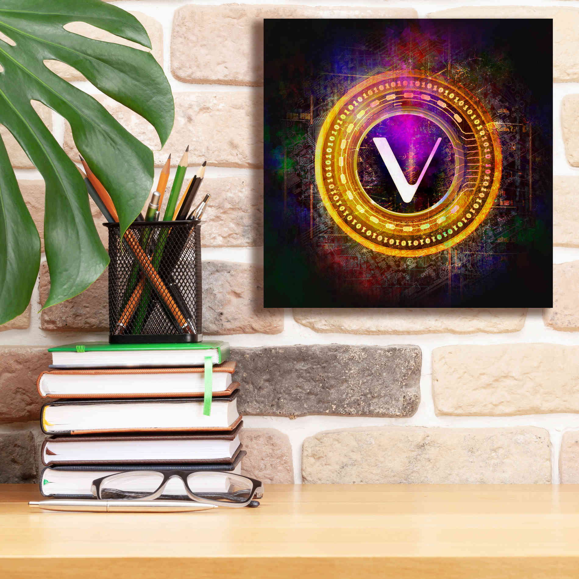 'Vechain Crypto Halo' by Epic Portfolio Giclee Canvas Wall Art,12 x 12