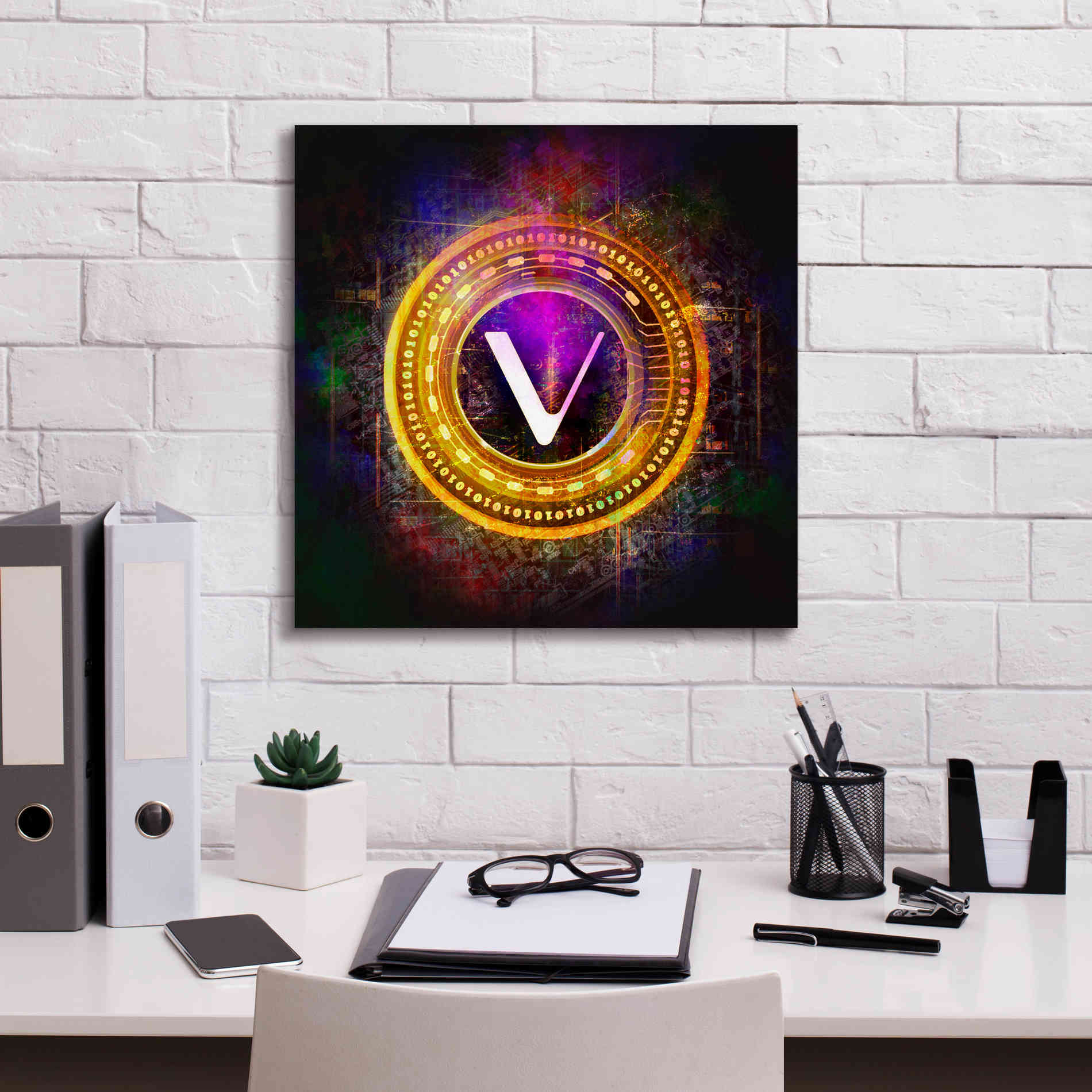'Vechain Crypto Halo' by Epic Portfolio Giclee Canvas Wall Art,18 x 18