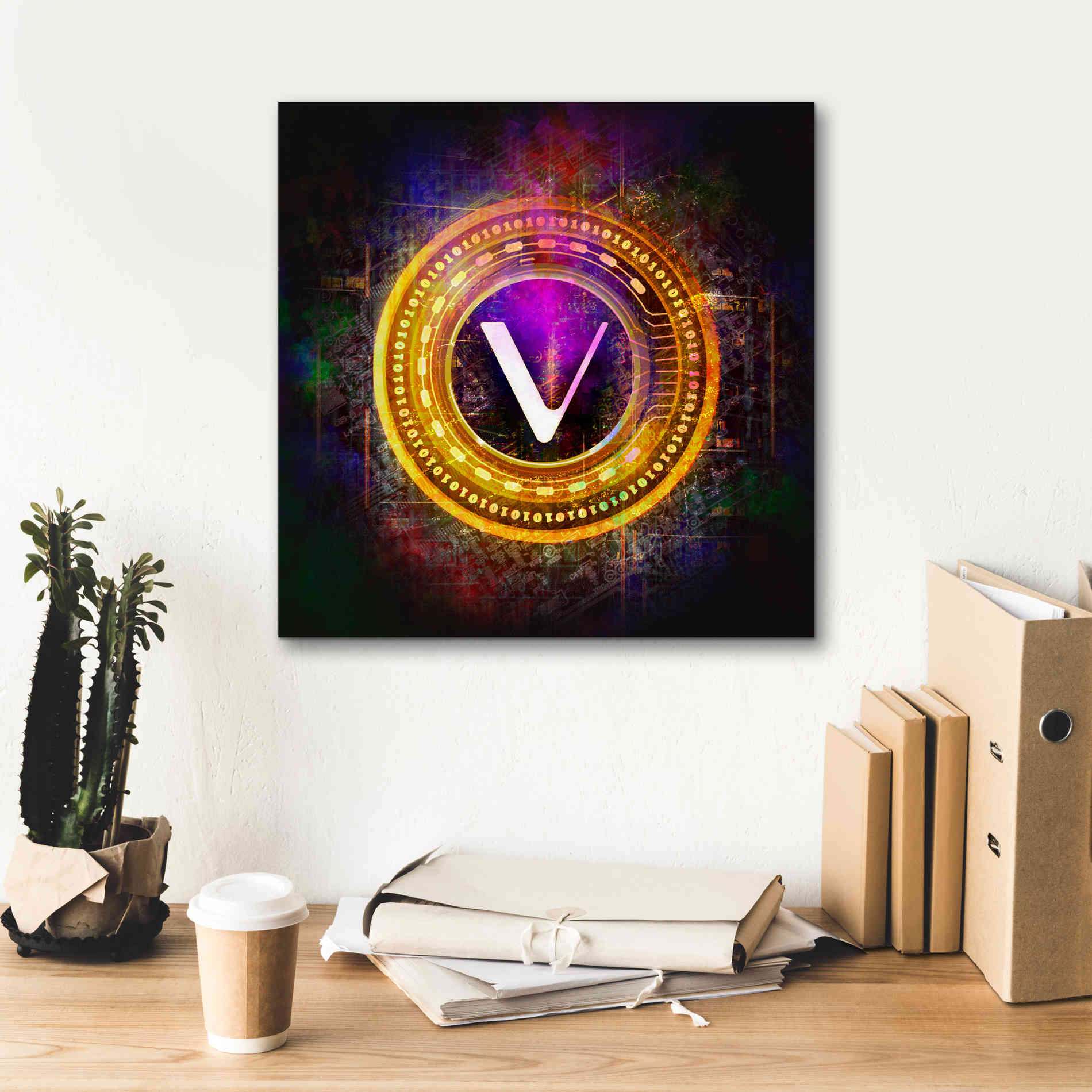 'Vechain Crypto Halo' by Epic Portfolio Giclee Canvas Wall Art,18 x 18