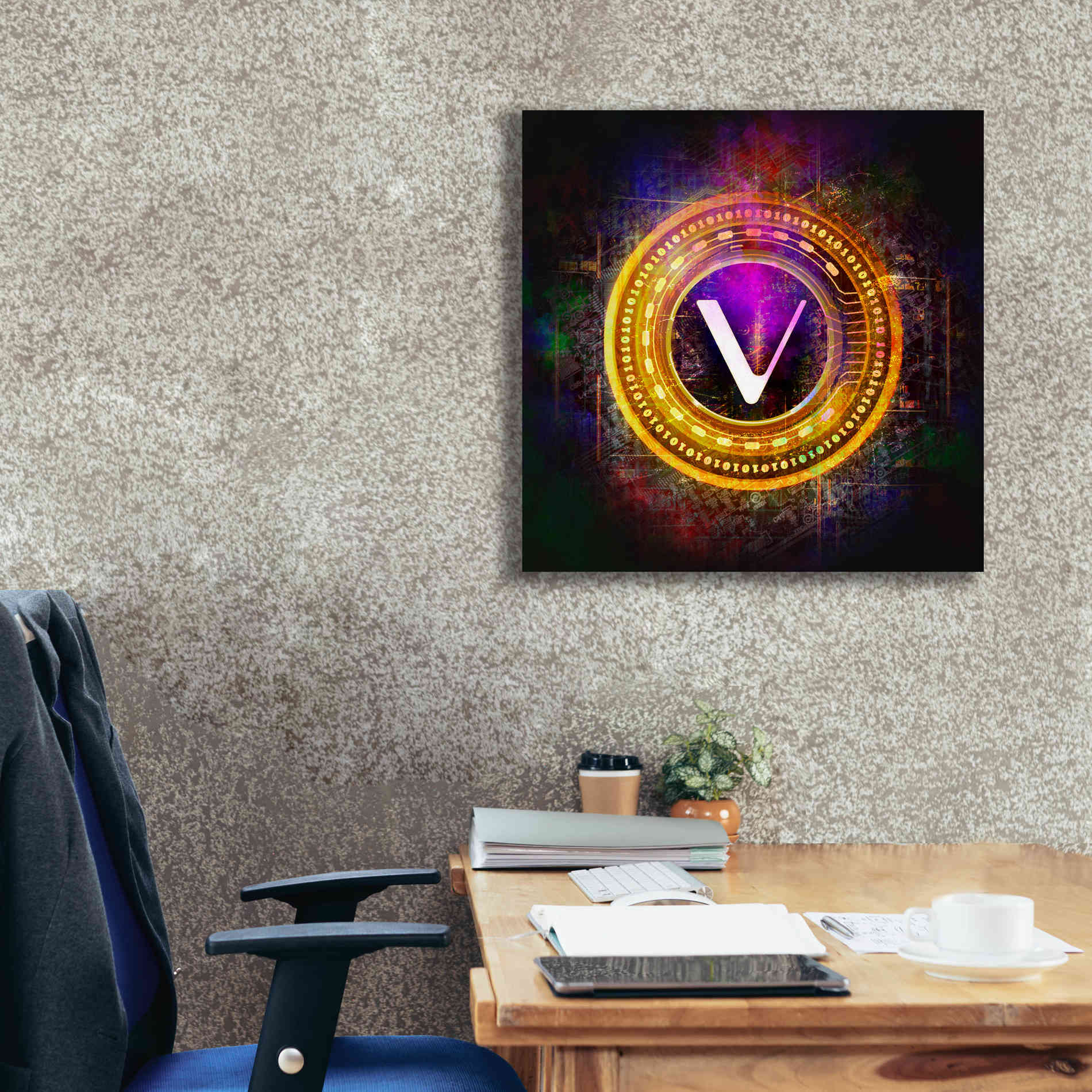 'Vechain Crypto Halo' by Epic Portfolio Giclee Canvas Wall Art,26 x 26