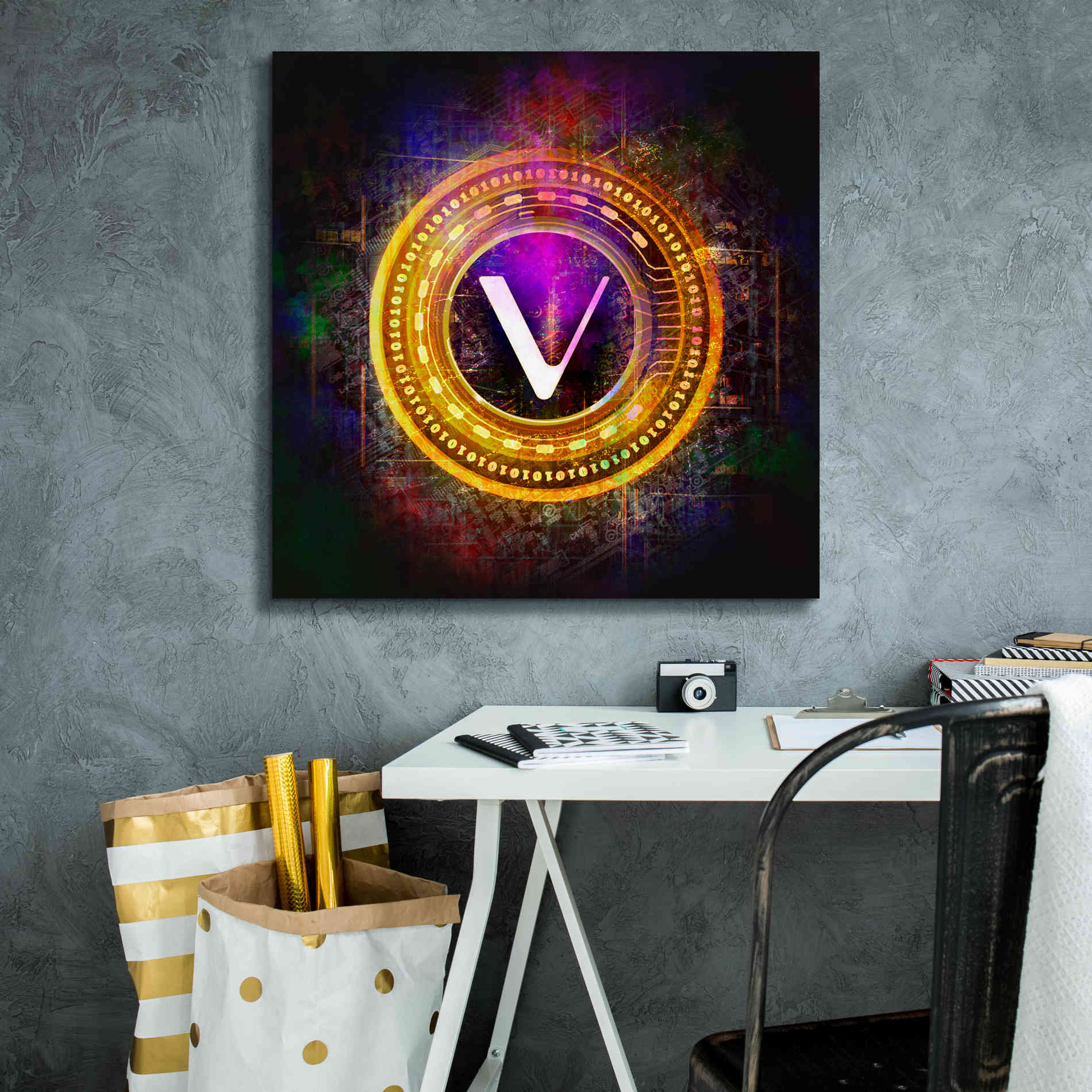 'Vechain Crypto Halo' by Epic Portfolio Giclee Canvas Wall Art,26 x 26