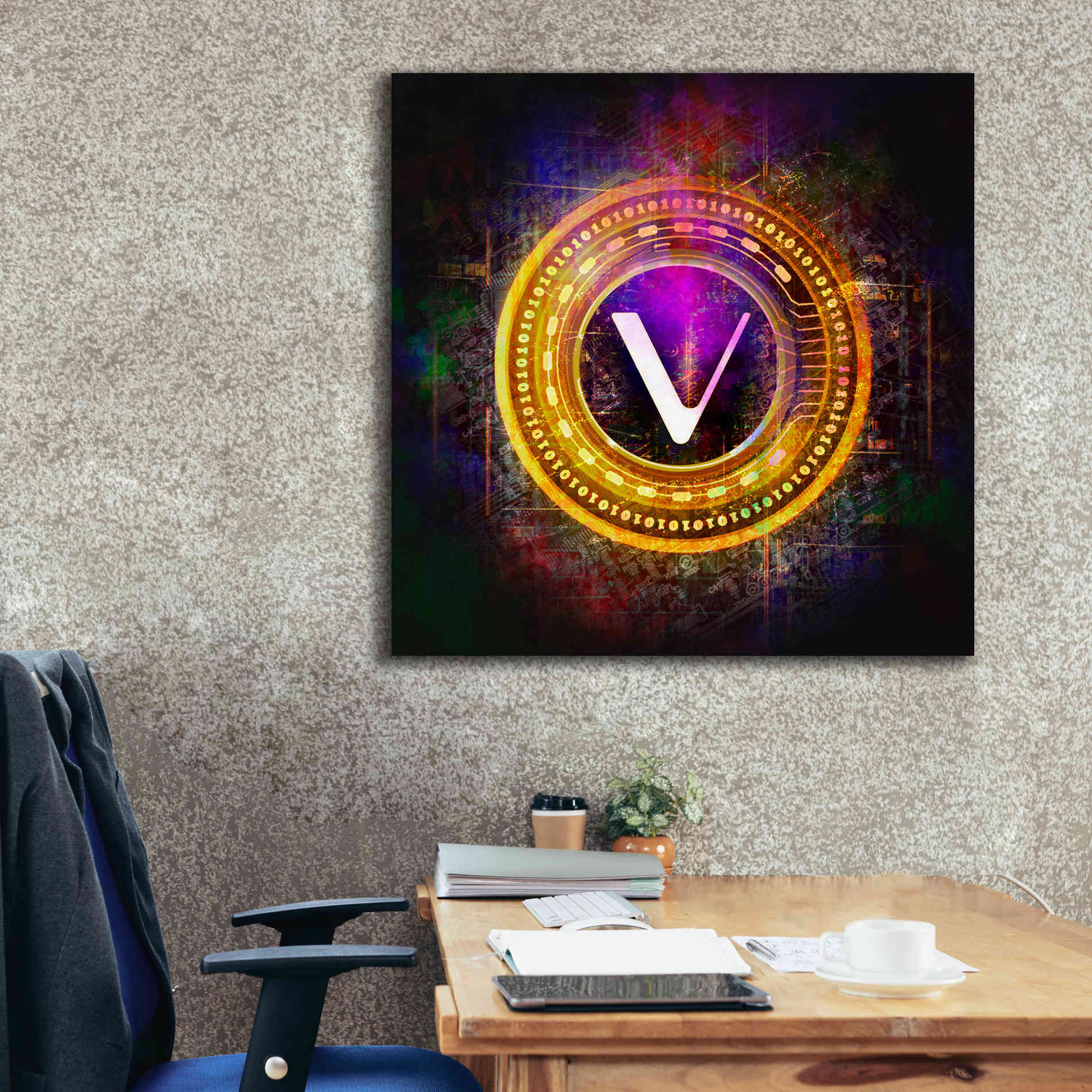 'Vechain Crypto Halo' by Epic Portfolio Giclee Canvas Wall Art,37 x 37
