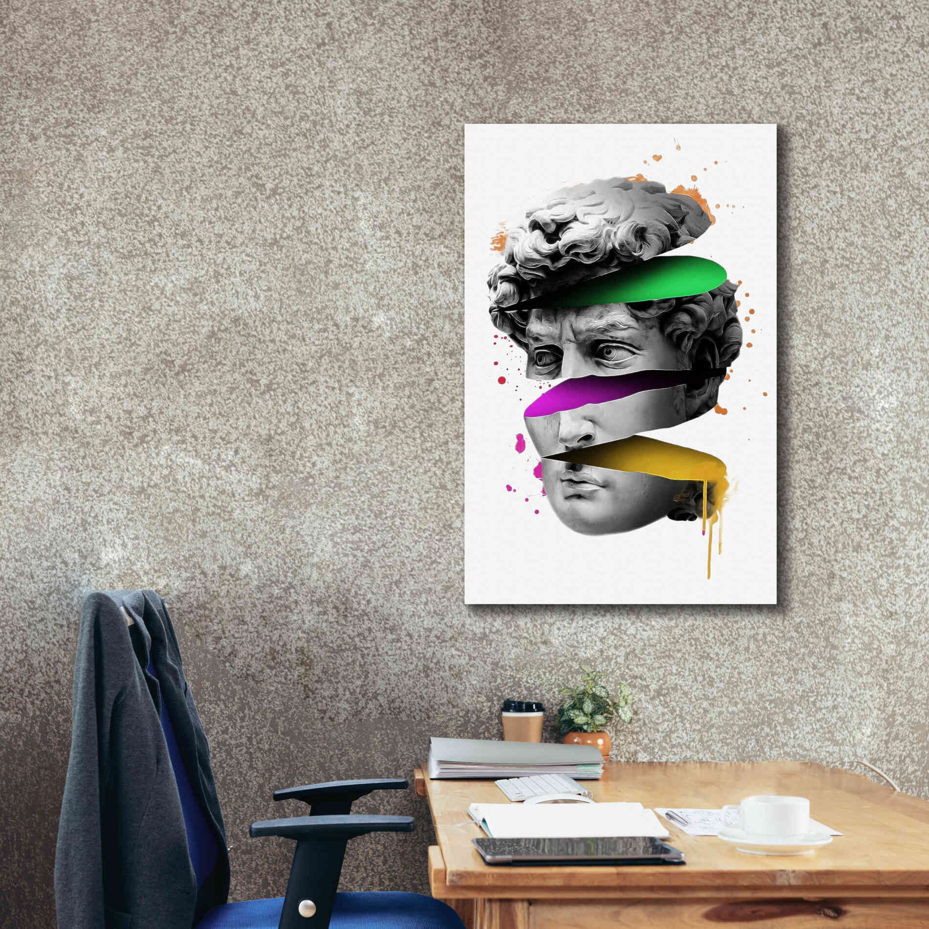 'Michelangelo David Sliced' by Epic Portfolio, Canvas Wall Art,26x40