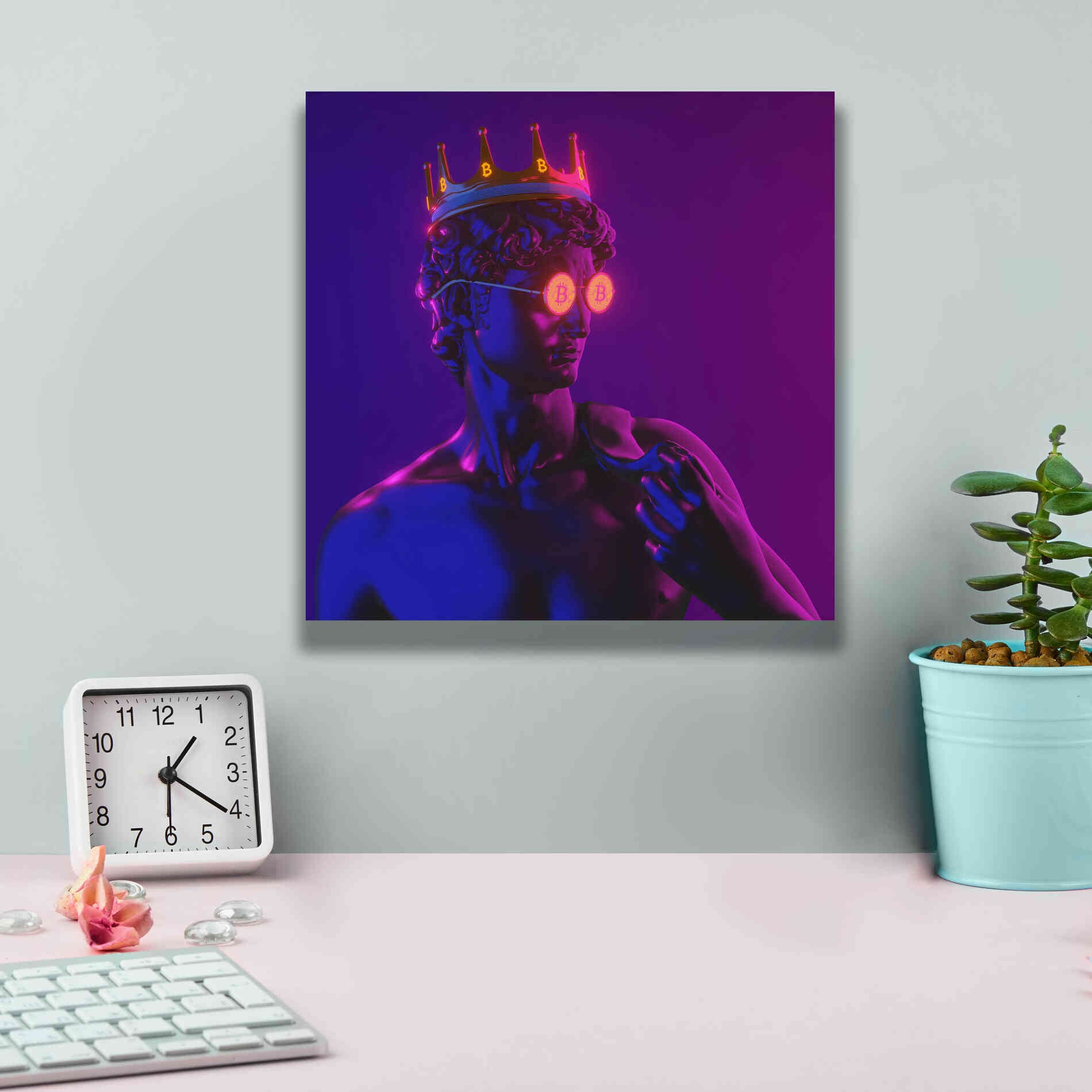 'Michelangelo Bitcoin David' by Epic Portfolio, Canvas Wall Art,12x12