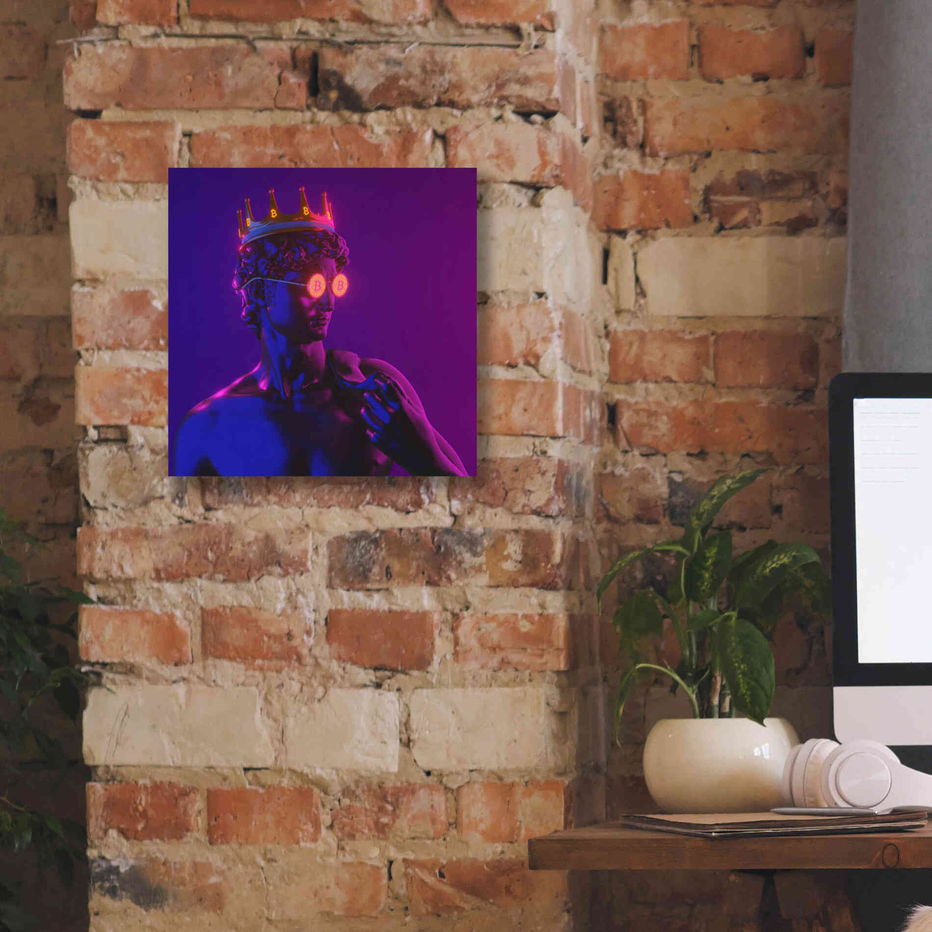 'Michelangelo Bitcoin David' by Epic Portfolio, Canvas Wall Art,12x12