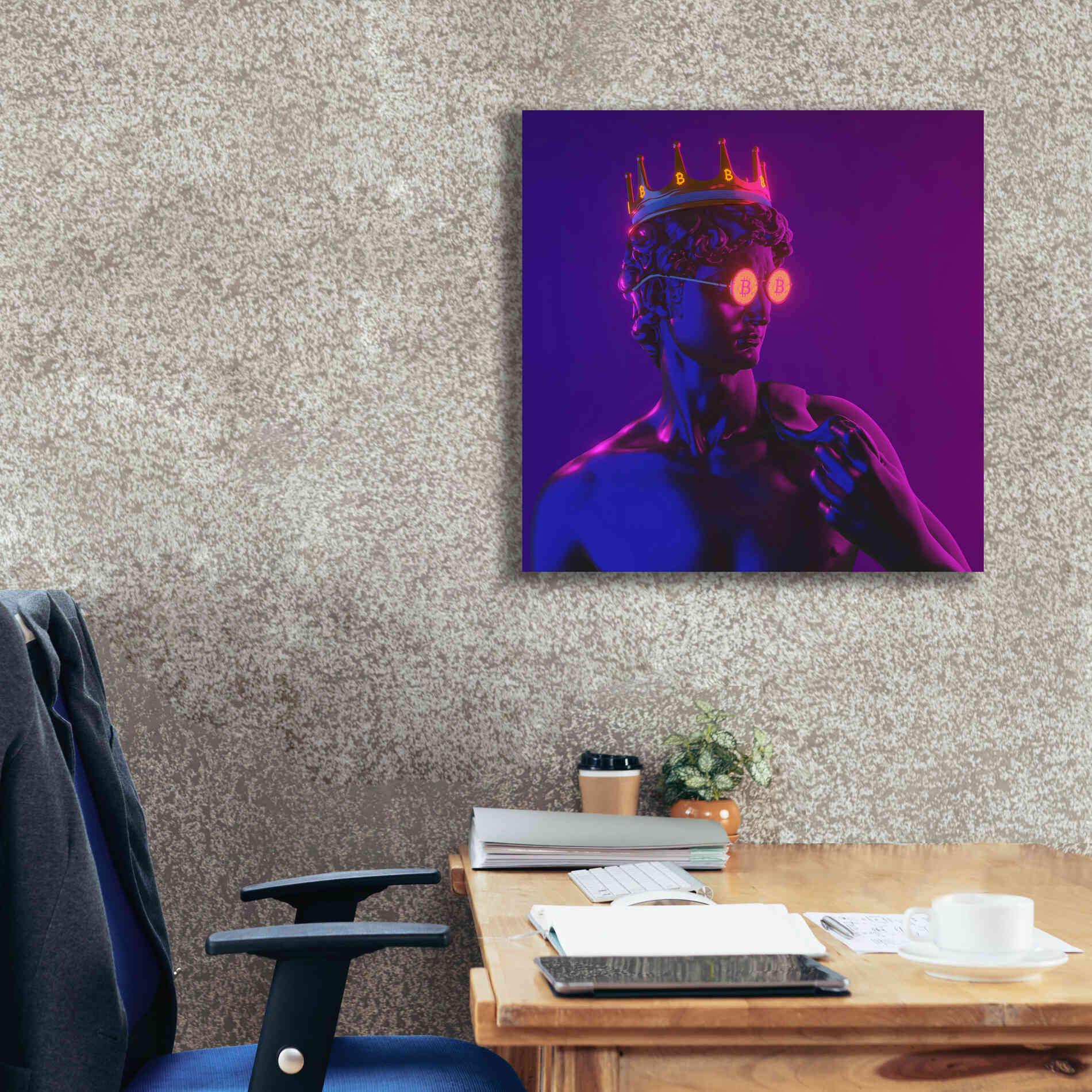 'Michelangelo Bitcoin David' by Epic Portfolio, Canvas Wall Art,26x26