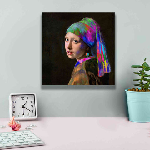 Image of 'Colorful Girl with a Pearl Earring' by Epic Portfolio, Giclee Canvas Wall Art,12x12
