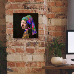 'Colorful Girl with a Pearl Earring' by Epic Portfolio, Giclee Canvas Wall Art,12x12
