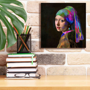 'Colorful Girl with a Pearl Earring' by Epic Portfolio, Giclee Canvas Wall Art,12x12