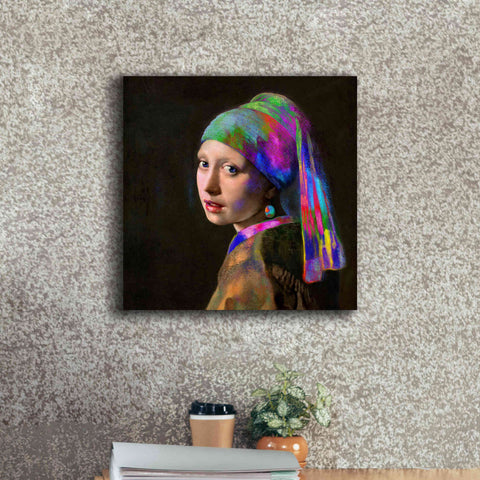 Image of 'Colorful Girl with a Pearl Earring' by Epic Portfolio, Giclee Canvas Wall Art,18x18