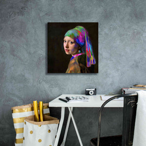 'Colorful Girl with a Pearl Earring' by Epic Portfolio, Giclee Canvas Wall Art,18x18