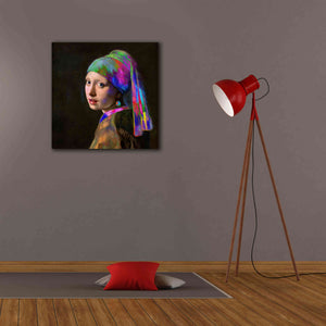 'Colorful Girl with a Pearl Earring' by Epic Portfolio, Giclee Canvas Wall Art,26x26