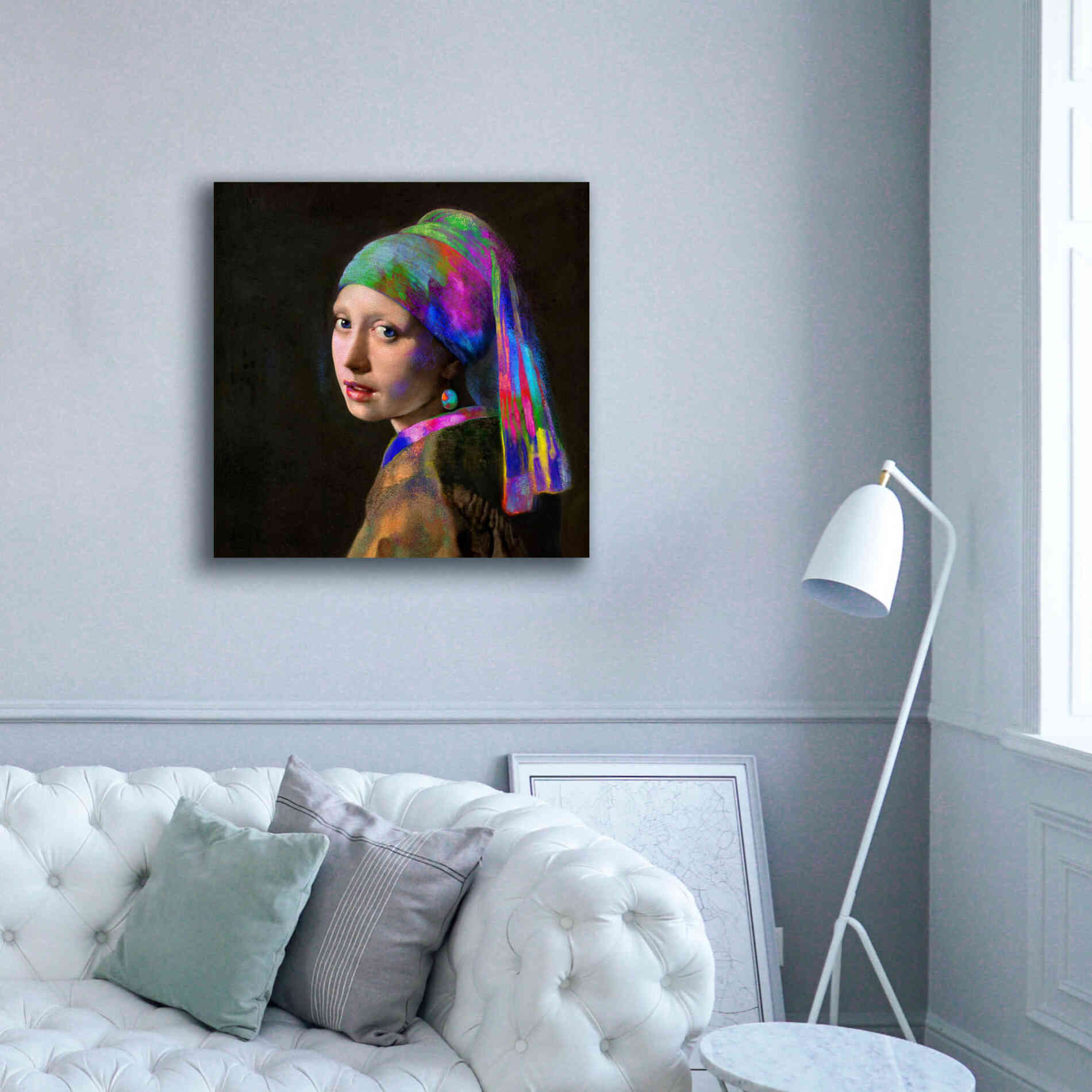 'Colorful Girl with a Pearl Earring' by Epic Portfolio, Giclee Canvas Wall Art,37x37