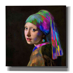 'Colorful Girl with a Pearl Earring' by Epic Portfolio, Giclee Canvas Wall Art